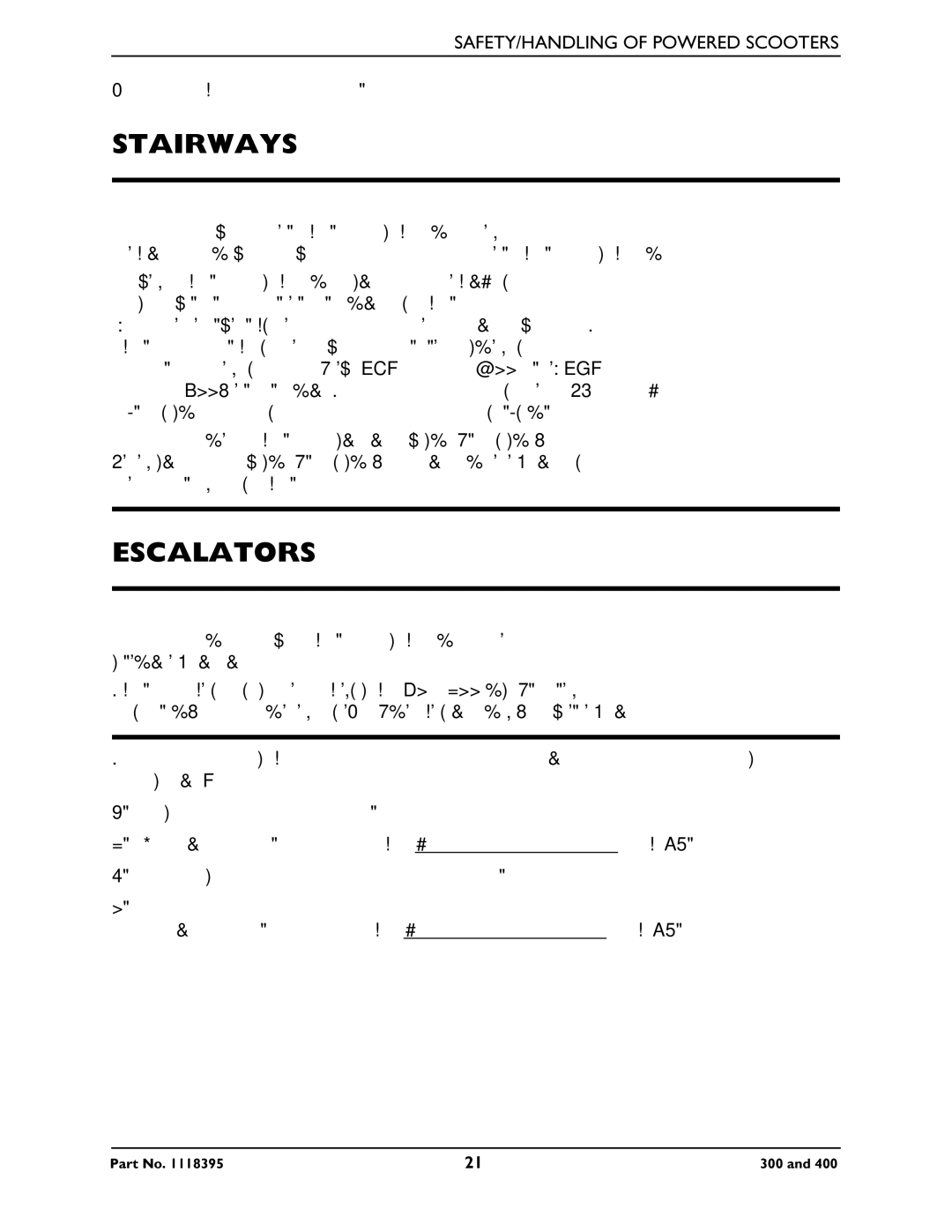 Invacare HMV Highly 400, HMV Highly 300 manual Stairways, Escalators 