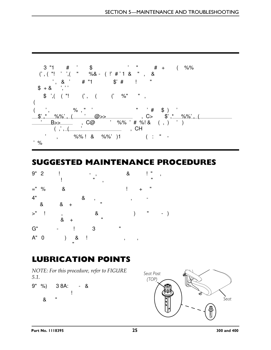 Invacare HMV Highly 400 manual Maintenance and Troubleshooting, Suggested Maintenance Procedures, Lubrication Points 