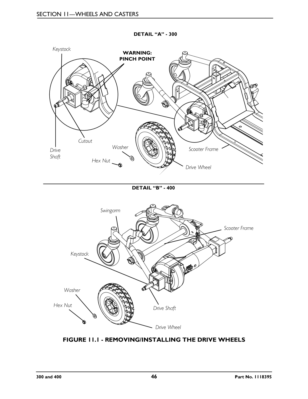 Invacare HMV Highly 300, HMV Highly 400 manual REMOVING/INSTALLING the Drive Wheels 