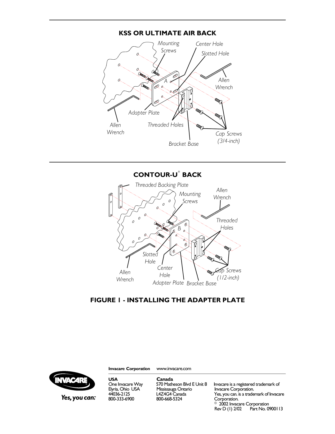 Invacare HT500PC operating instructions KSS or Ultimate AIR Back, Contour-Uback 