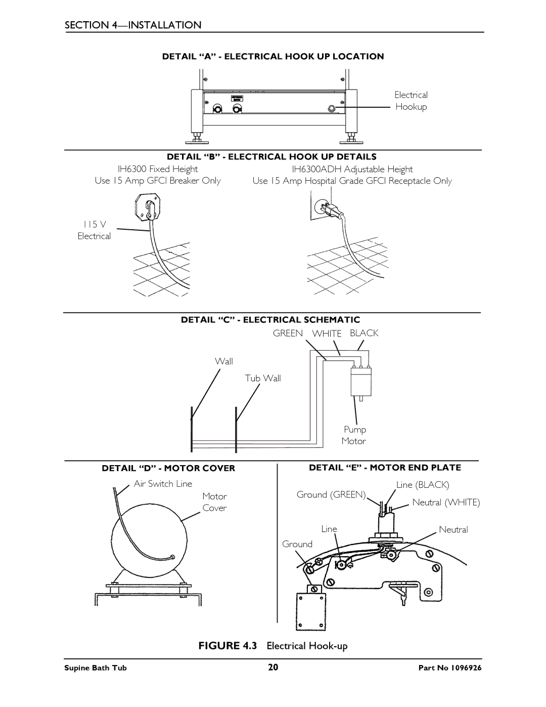 Invacare IH6300ADH manual Electrical Hook-up 