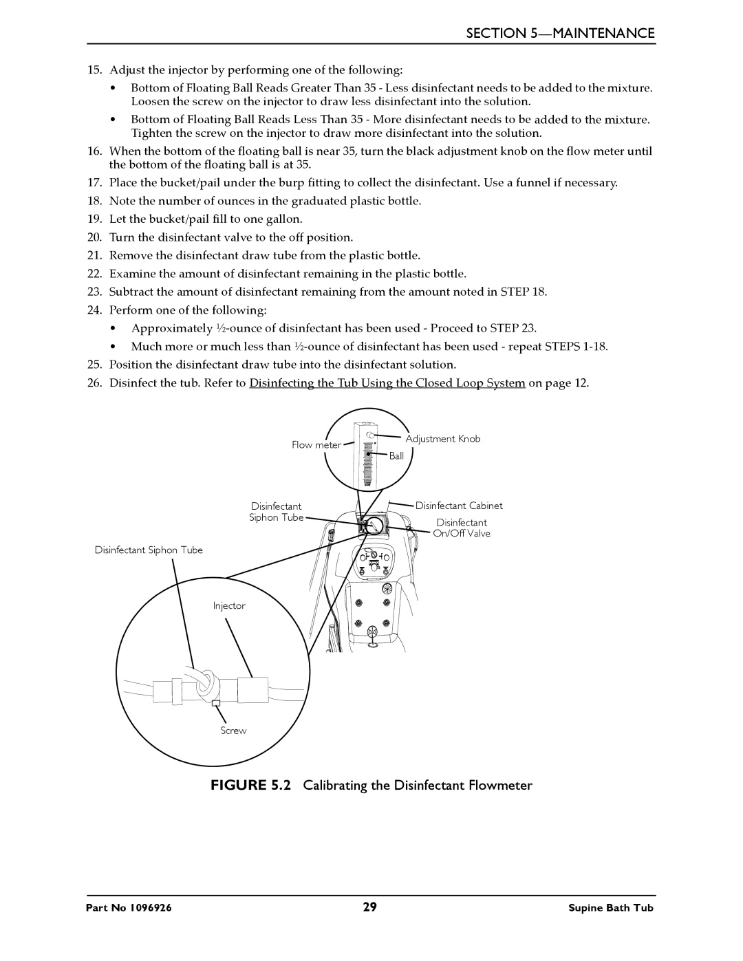 Invacare IH6300ADH manual Calibrating the Disinfectant Flowmeter 