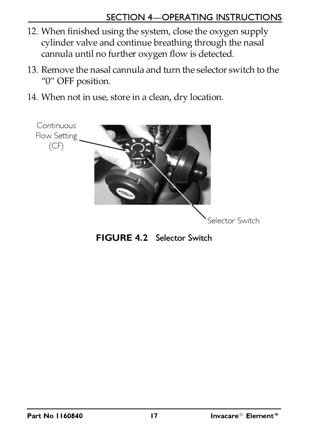 Invacare IOC100P user manual Selector Switch 