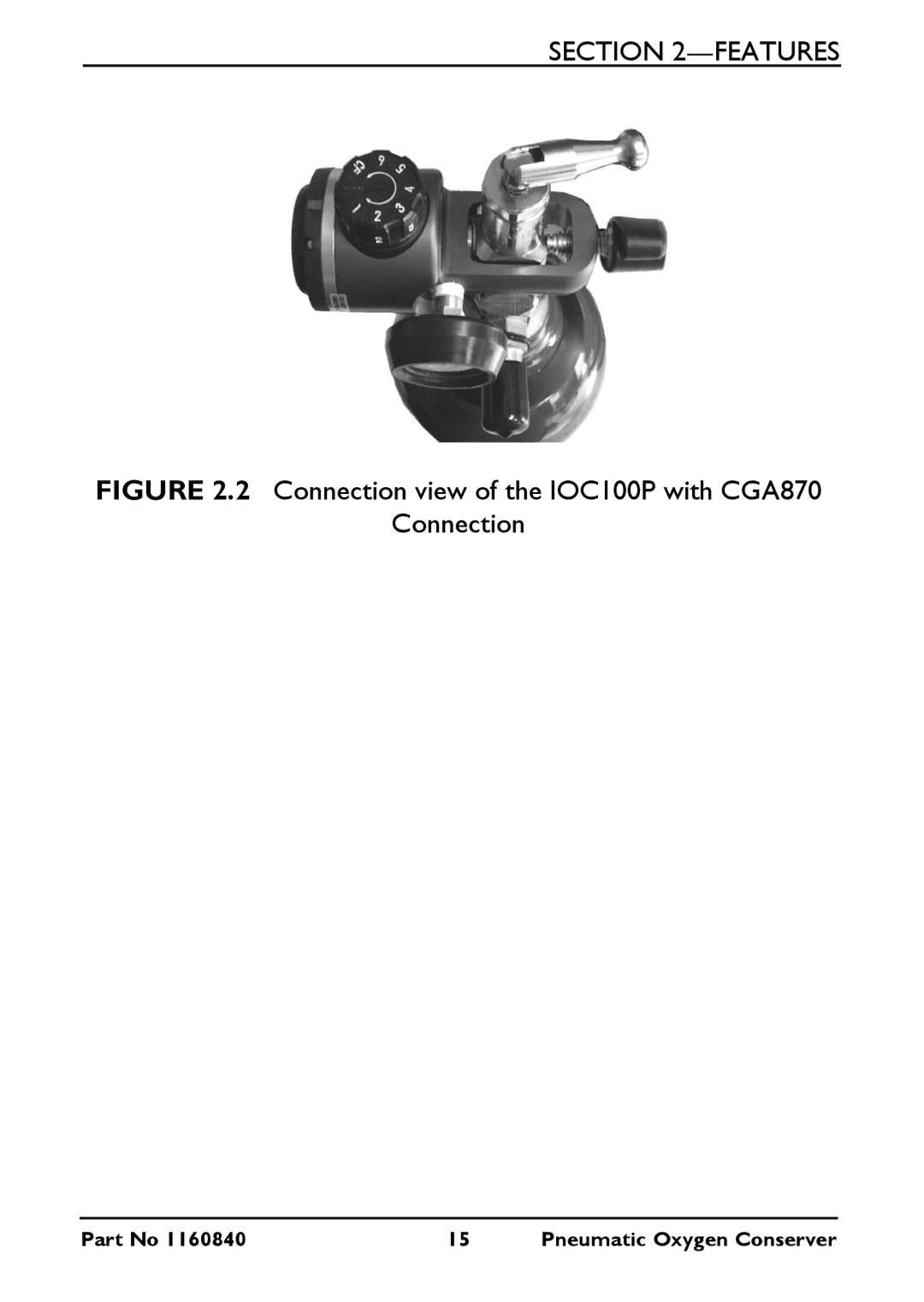 Invacare manual Connection view of the IOC100P with CGA870 