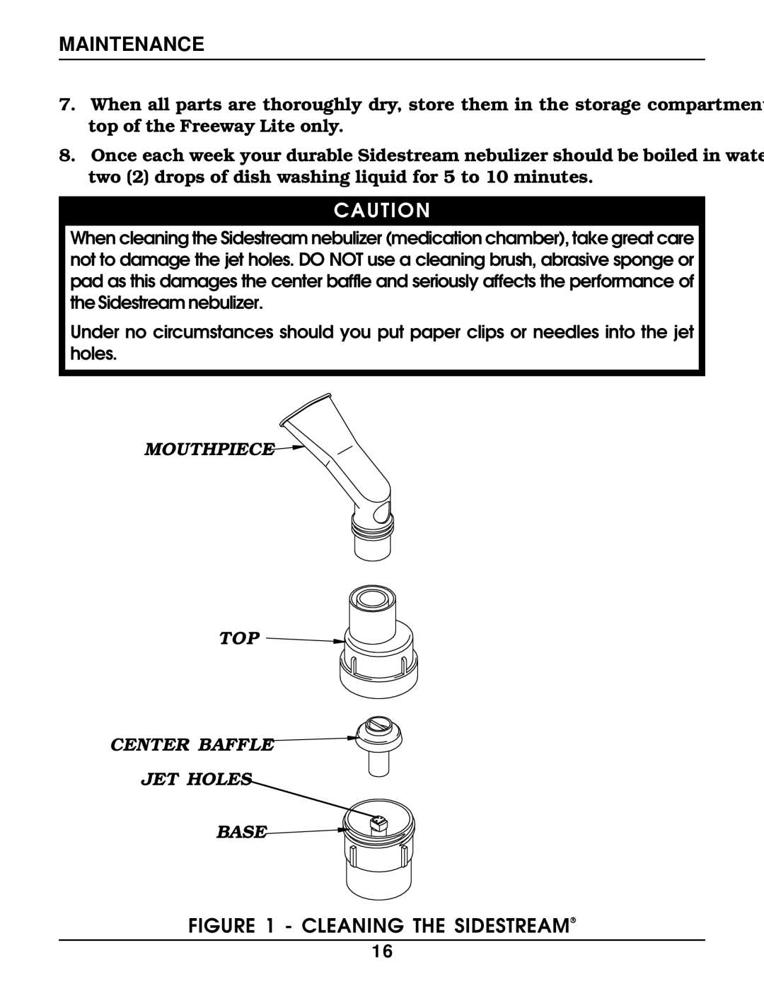 Invacare IRC 1195 owner manual Cleaning the SIDESTREAM 