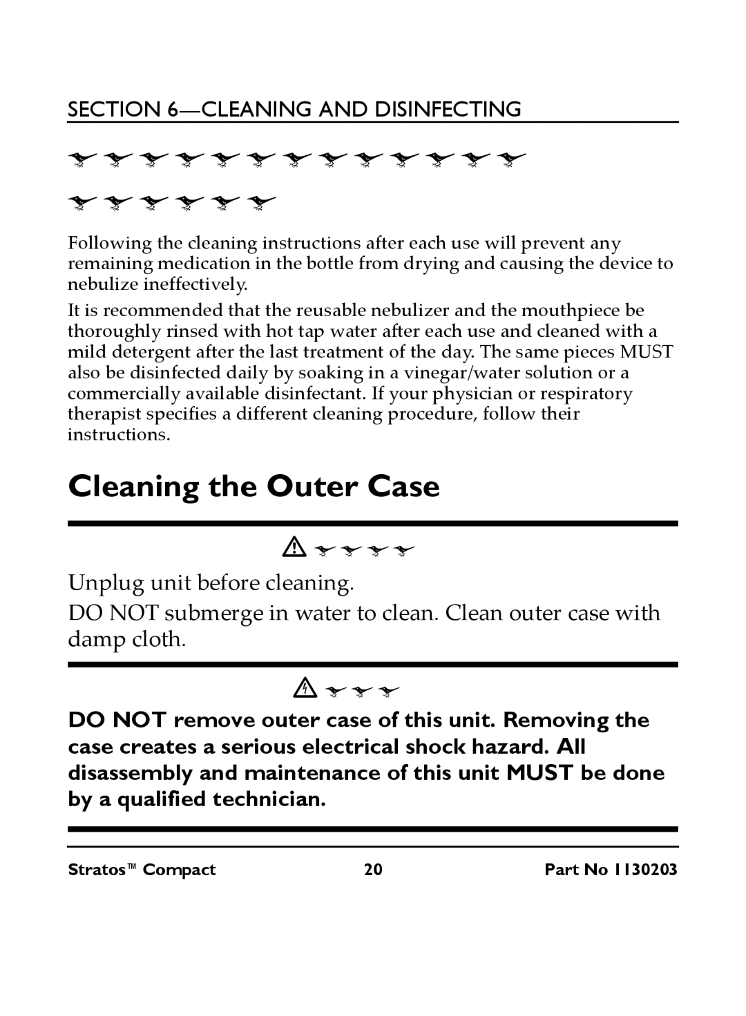 Invacare IRC 1710 user manual Cleaning and Disinfecting, Cleaning the Outer Case 