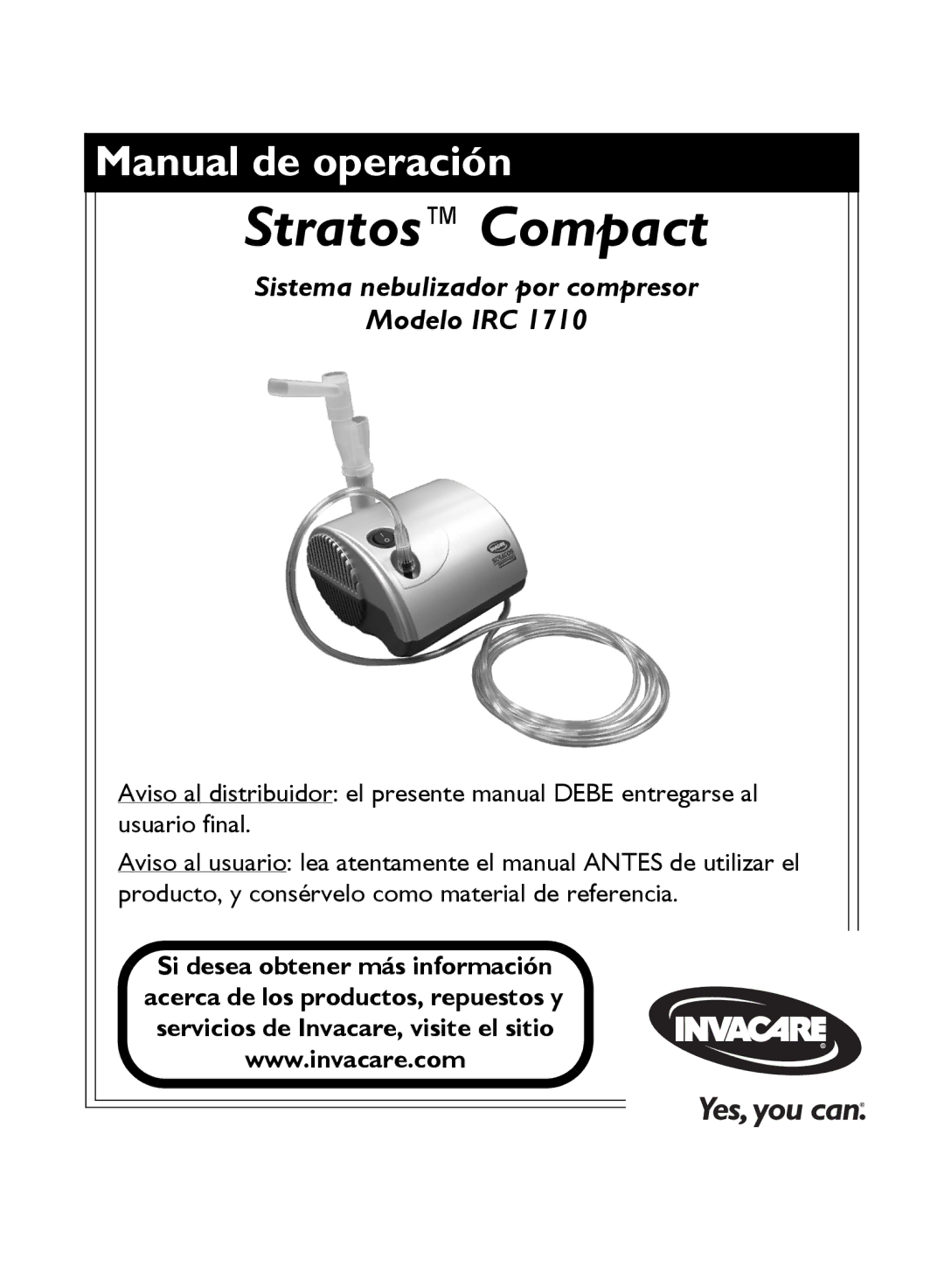 Invacare IRC 1710 user manual Manual de operación 