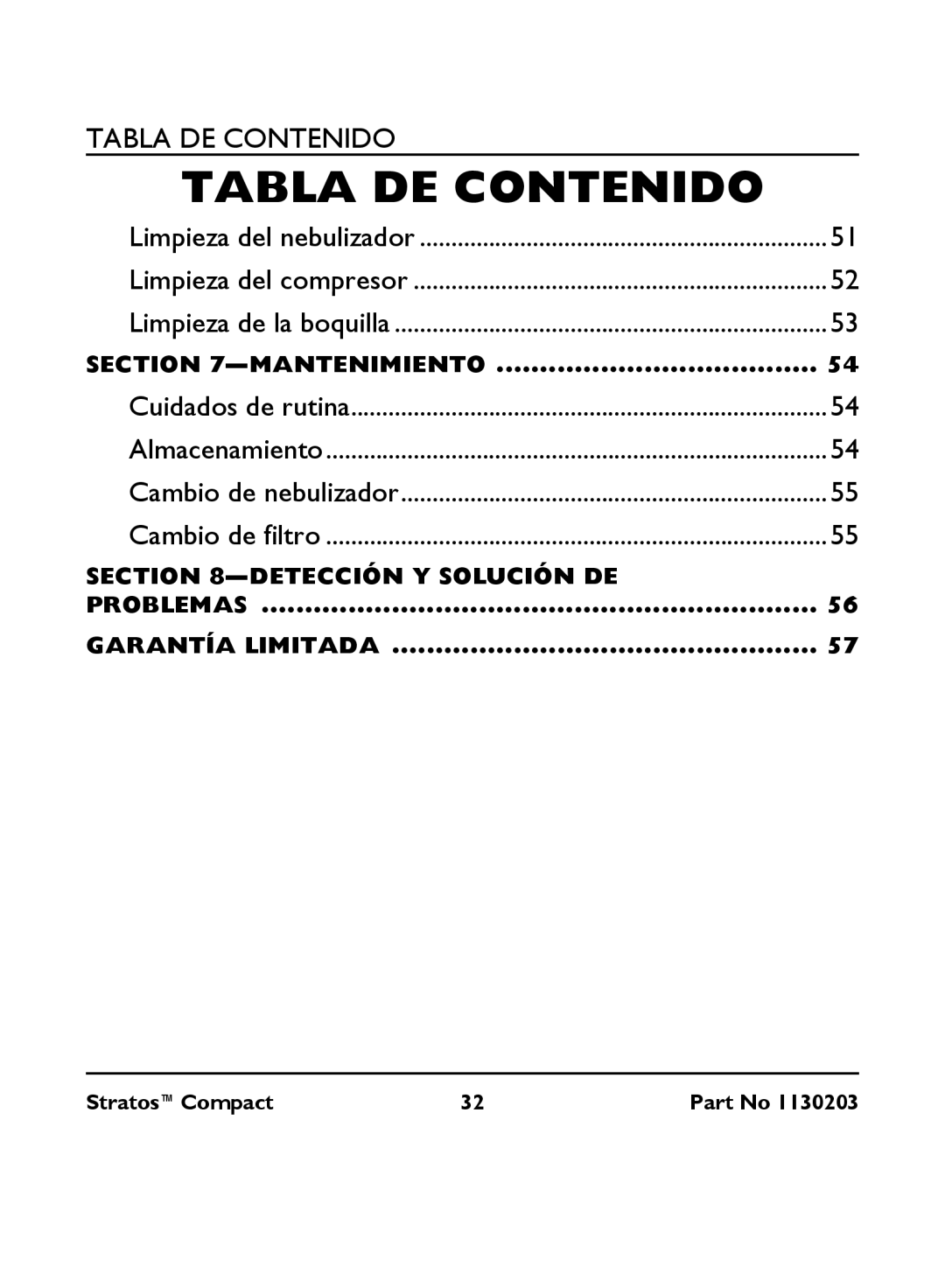 Invacare IRC 1710 user manual Tabla DE Contenido 