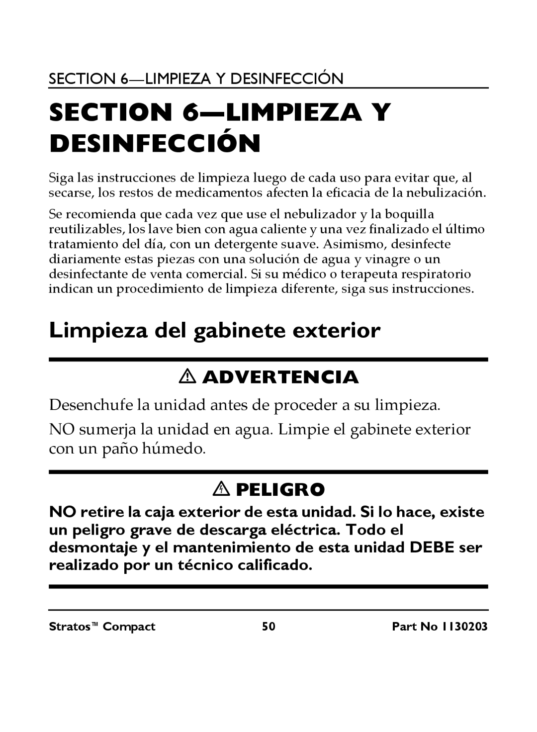 Invacare IRC 1710 user manual Limpieza Y Desinfección, Limpieza del gabinete exterior 