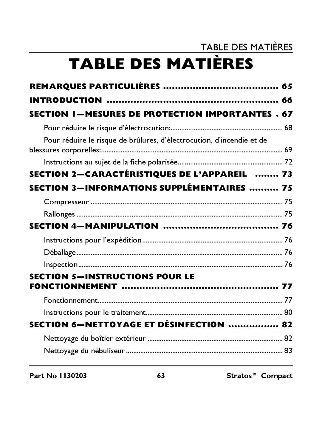 Invacare IRC 1710 user manual Table DES Matières 