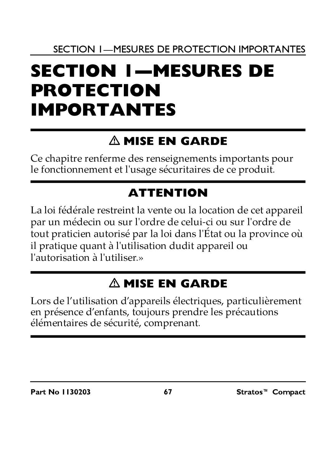 Invacare IRC 1710 user manual Mesures DE Protection Importantes 