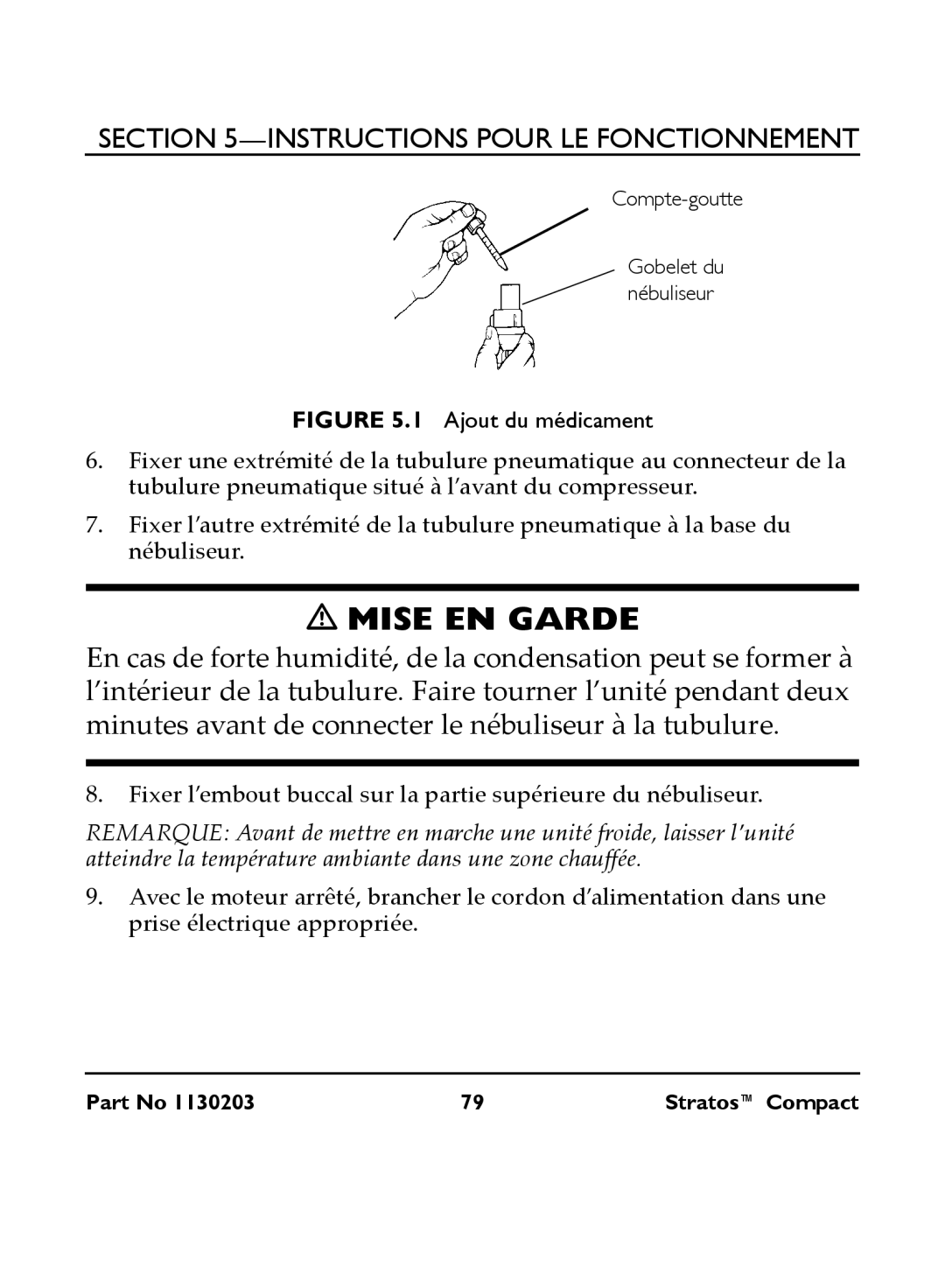 Invacare IRC 1710 user manual Fixer l’embout buccal sur la partie supérieure du nébuliseur 