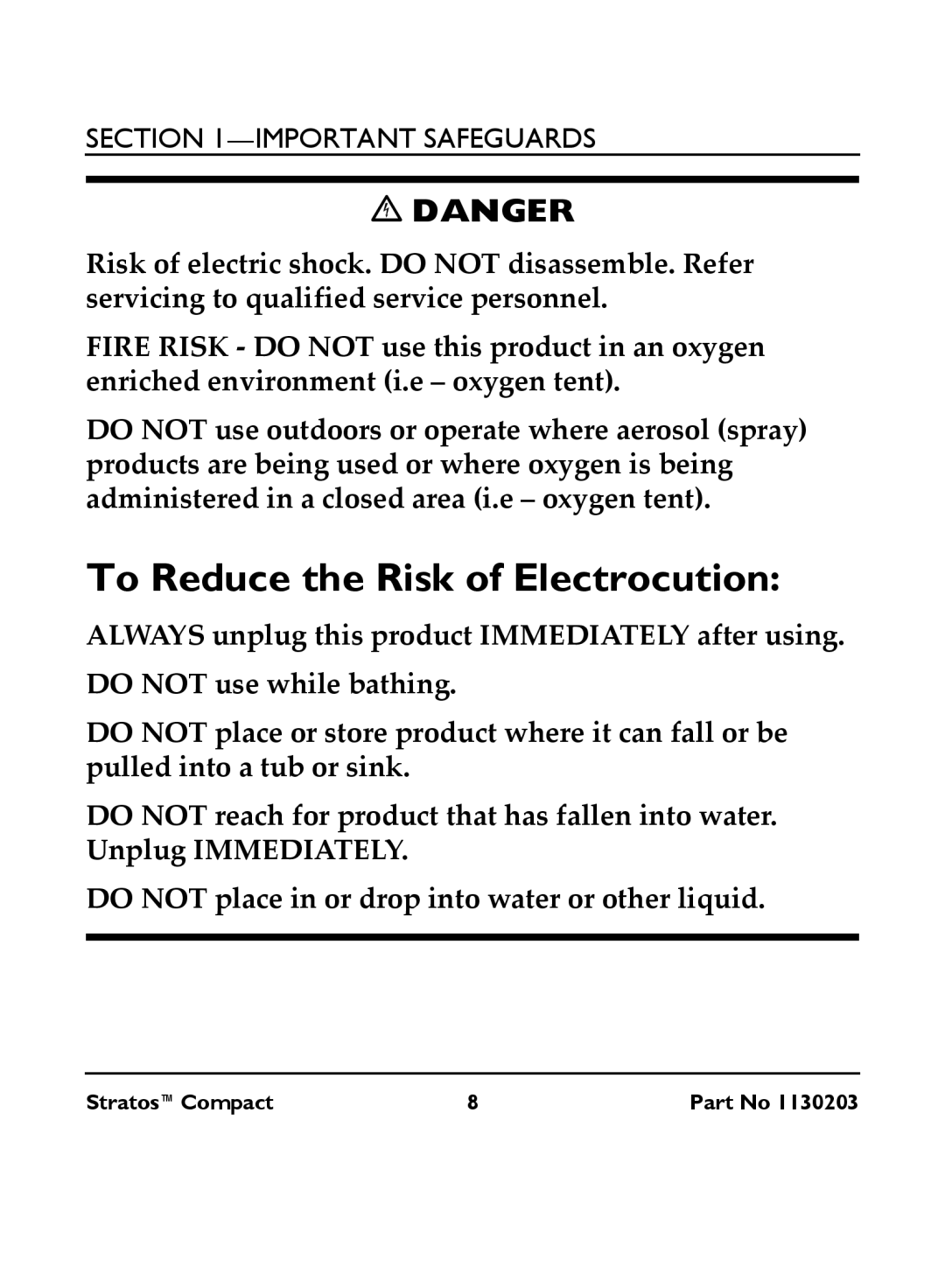 Invacare IRC 1710 user manual To Reduce the Risk of Electrocution 