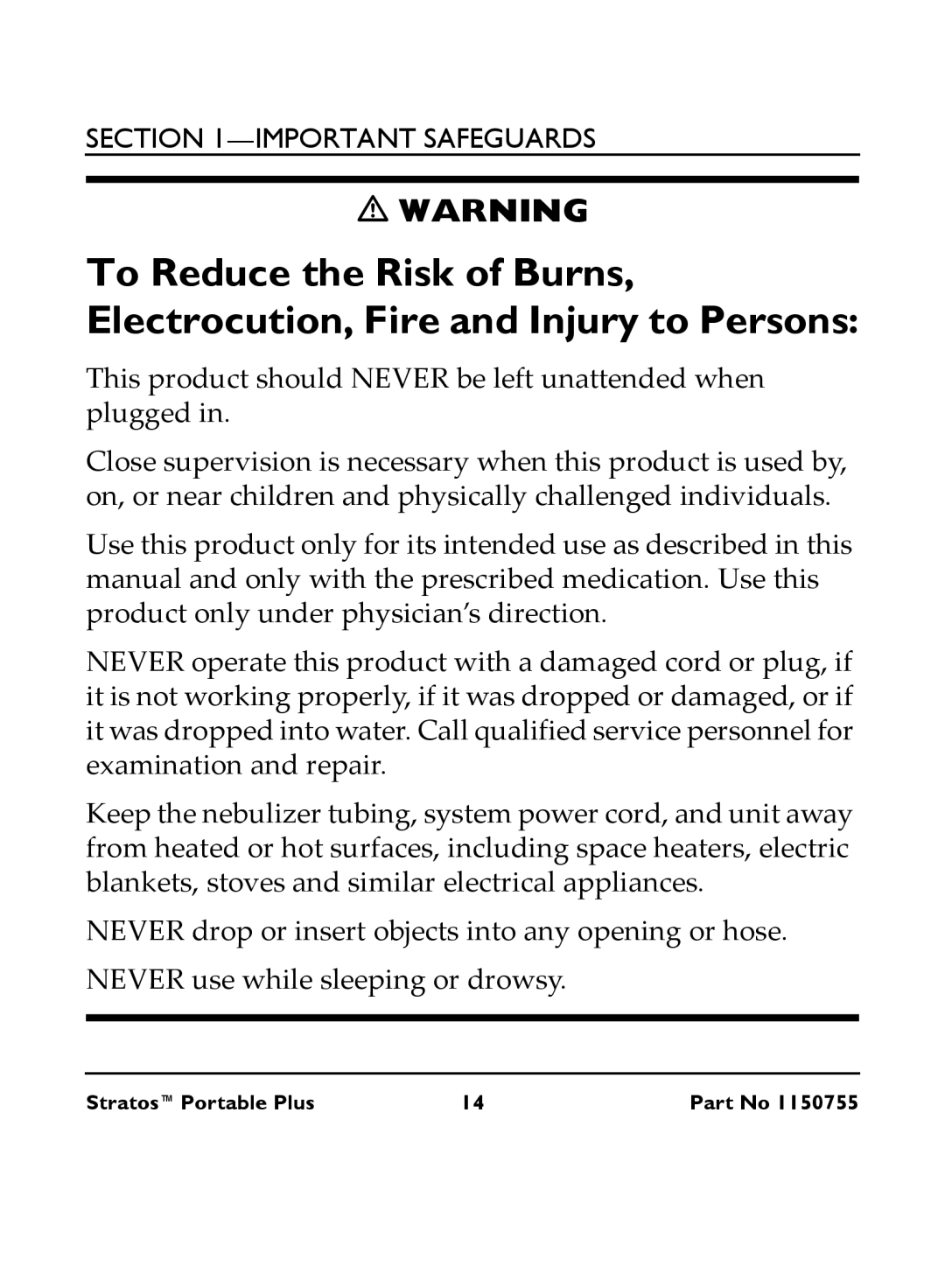 Invacare IRC 1730 manual Important Safeguards 