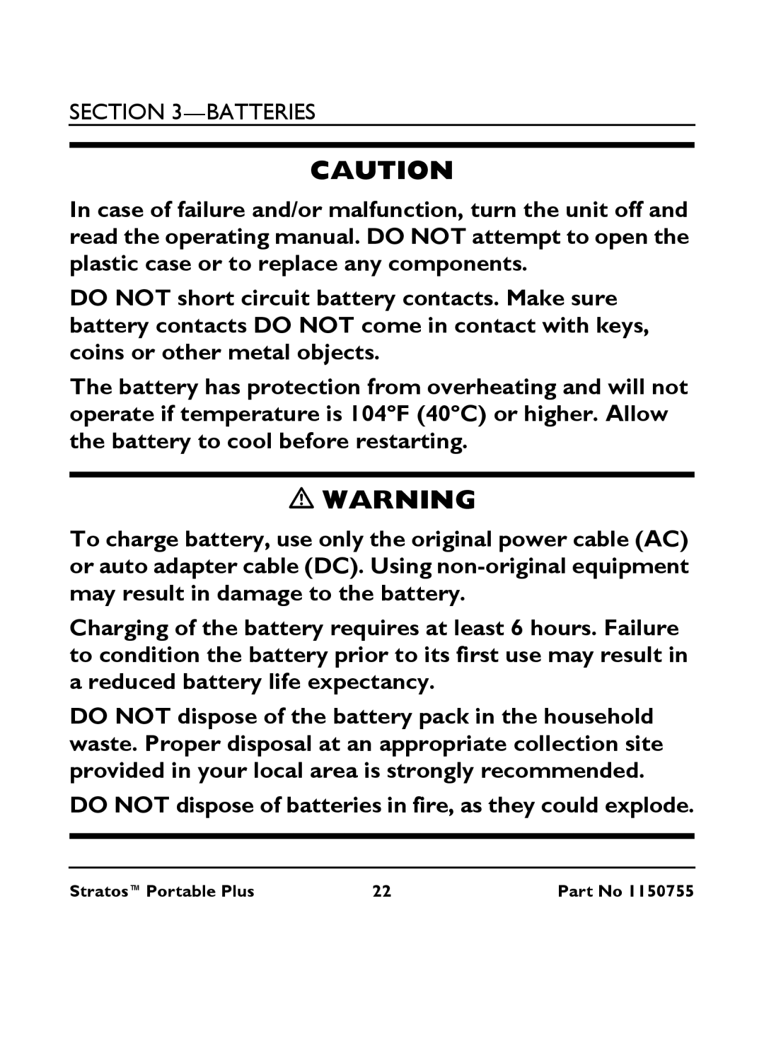 Invacare IRC 1730 manual Do not dispose of batteries in fire, as they could explode 