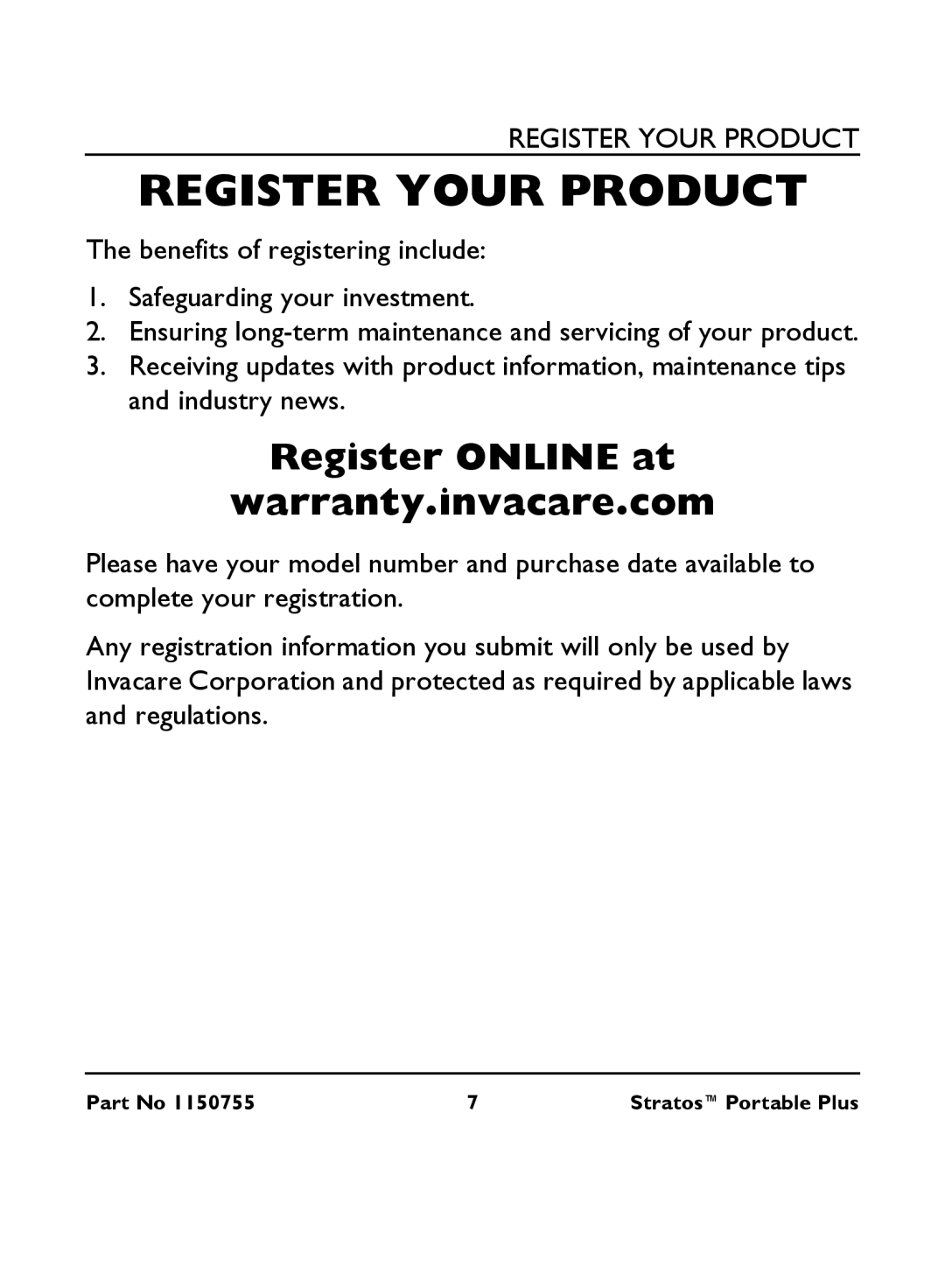 Invacare IRC 1730 manual Register Your Product, Register Online at Warranty.invacare.com 