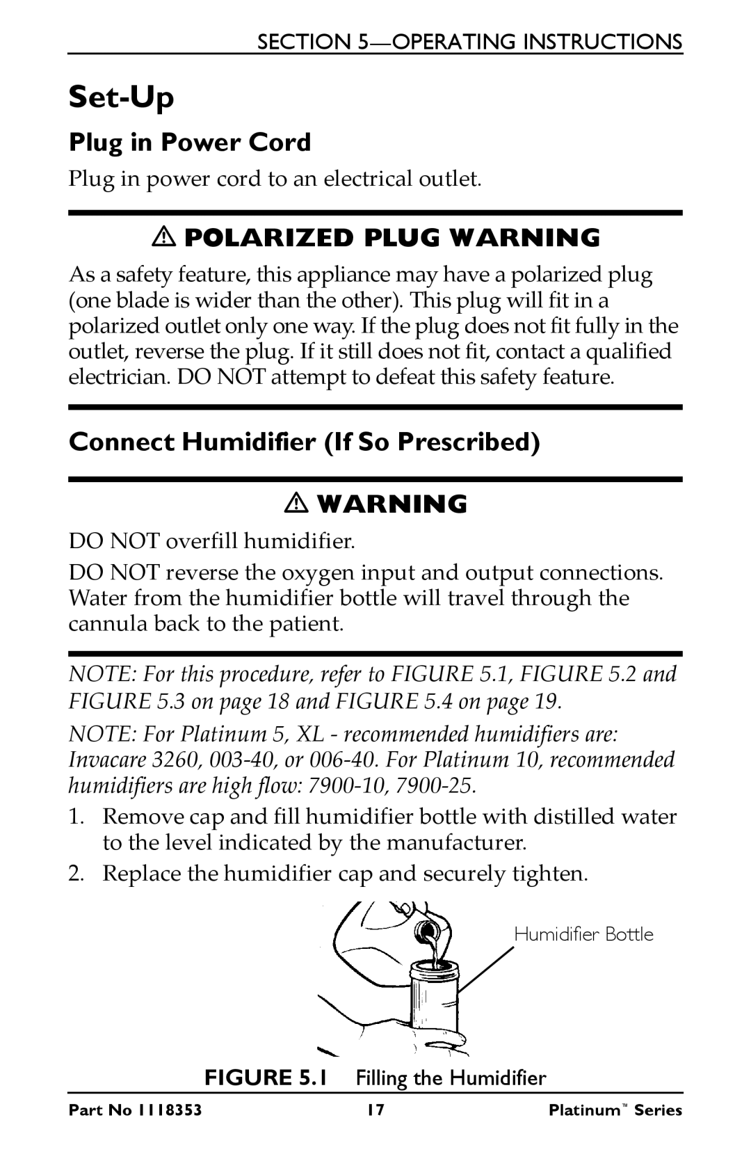 Invacare IRC10LXO2, IRC5LX manual Set-Up, Polarized Plug Warning 