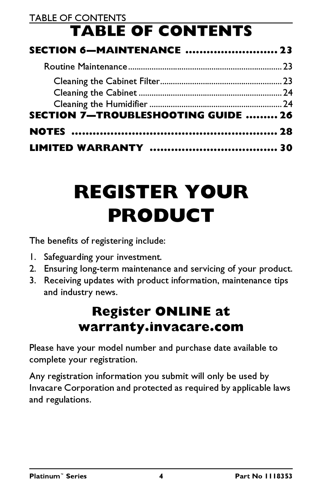 Invacare IRC5LX, IRC10LXO2 manual Register Your Product 