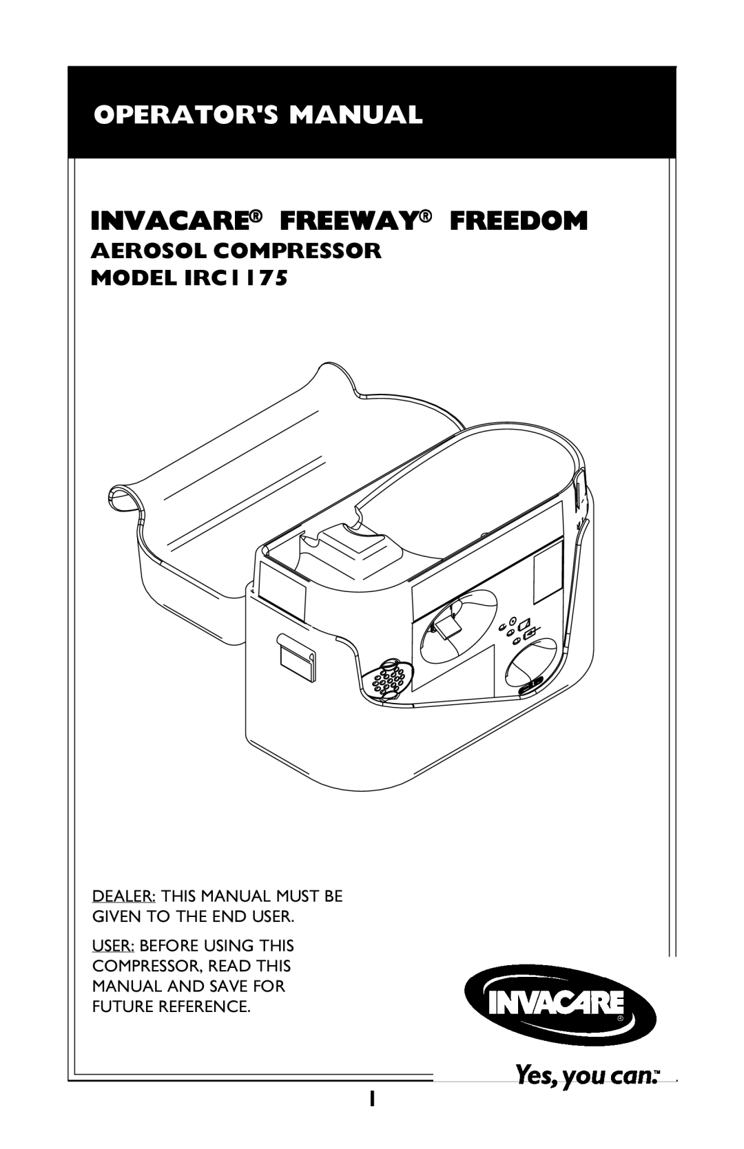 Invacare IRC1175 manual Operators Manual, Invacare Freeway Freedom 