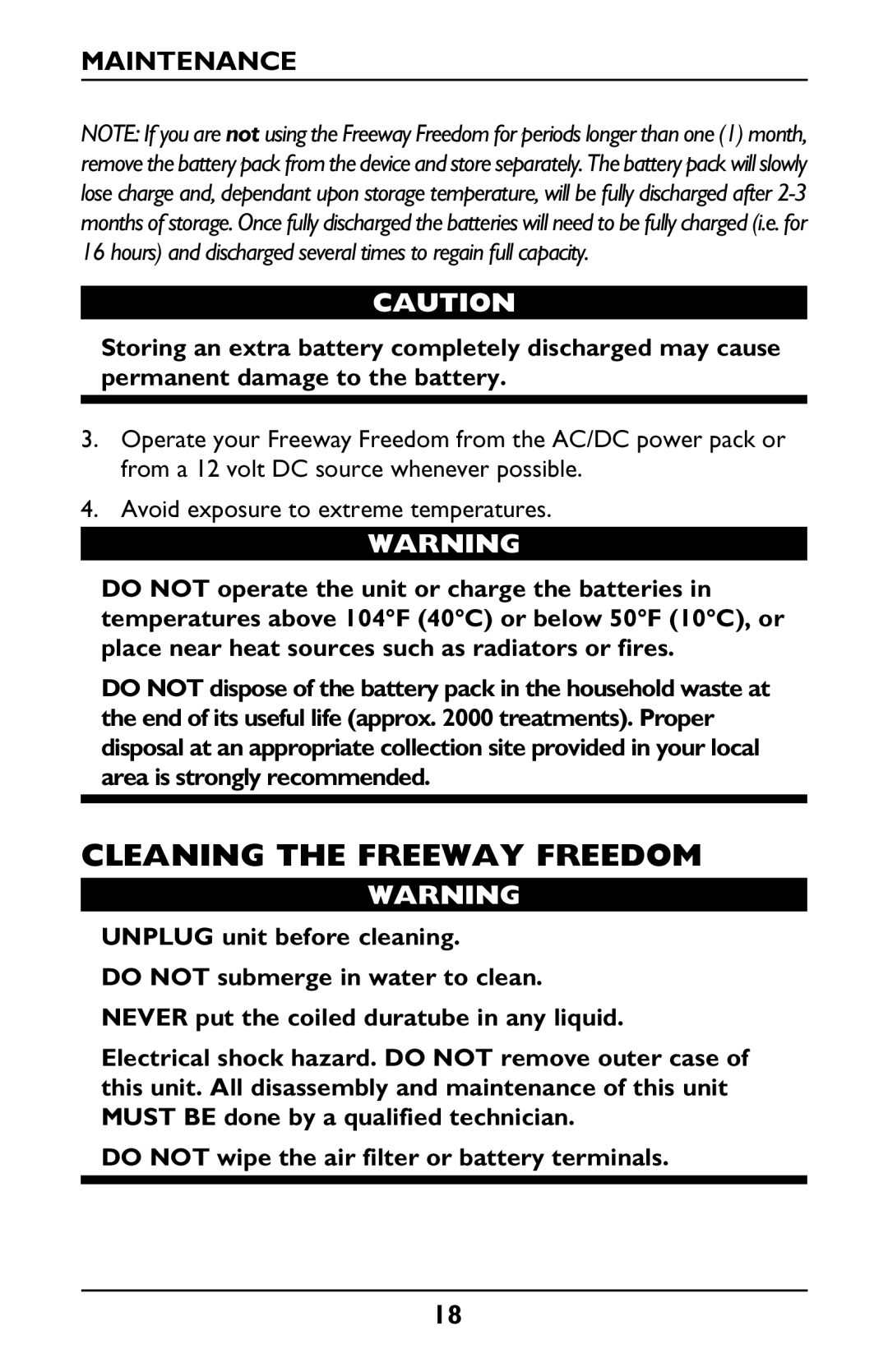 Invacare IRC1175 manual Cleaning the Freeway Freedom, Maintenance 