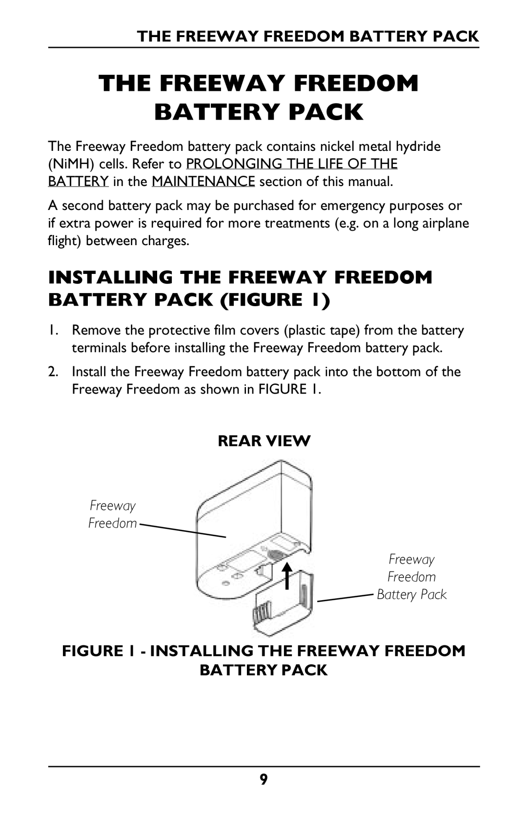 Invacare IRC1175 manual Installing the Freeway Freedom Battery Pack Figure 