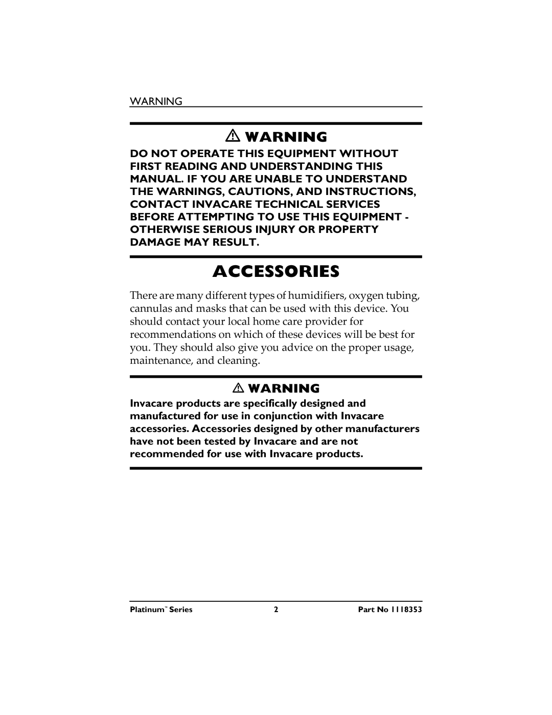 Invacare IRC5LXO2, IRC10LXO2 manual Accessories 