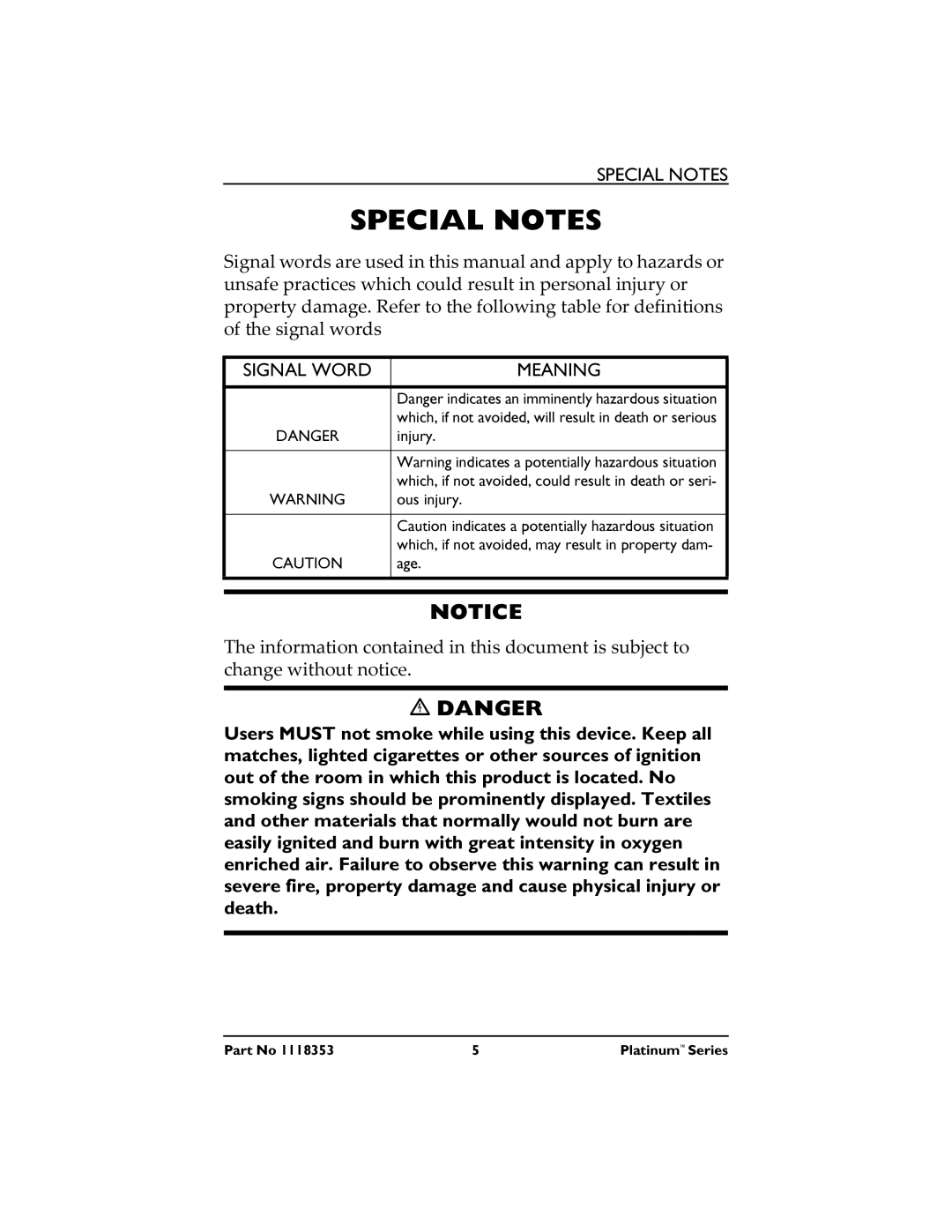 Invacare IRC5LXO2, IRC10LXO2 manual Special Notes 