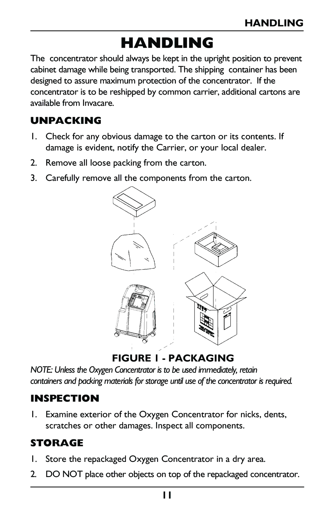 Invacare IRC5LXO2, IRC5LX manual Handling, Unpacking, Storage 