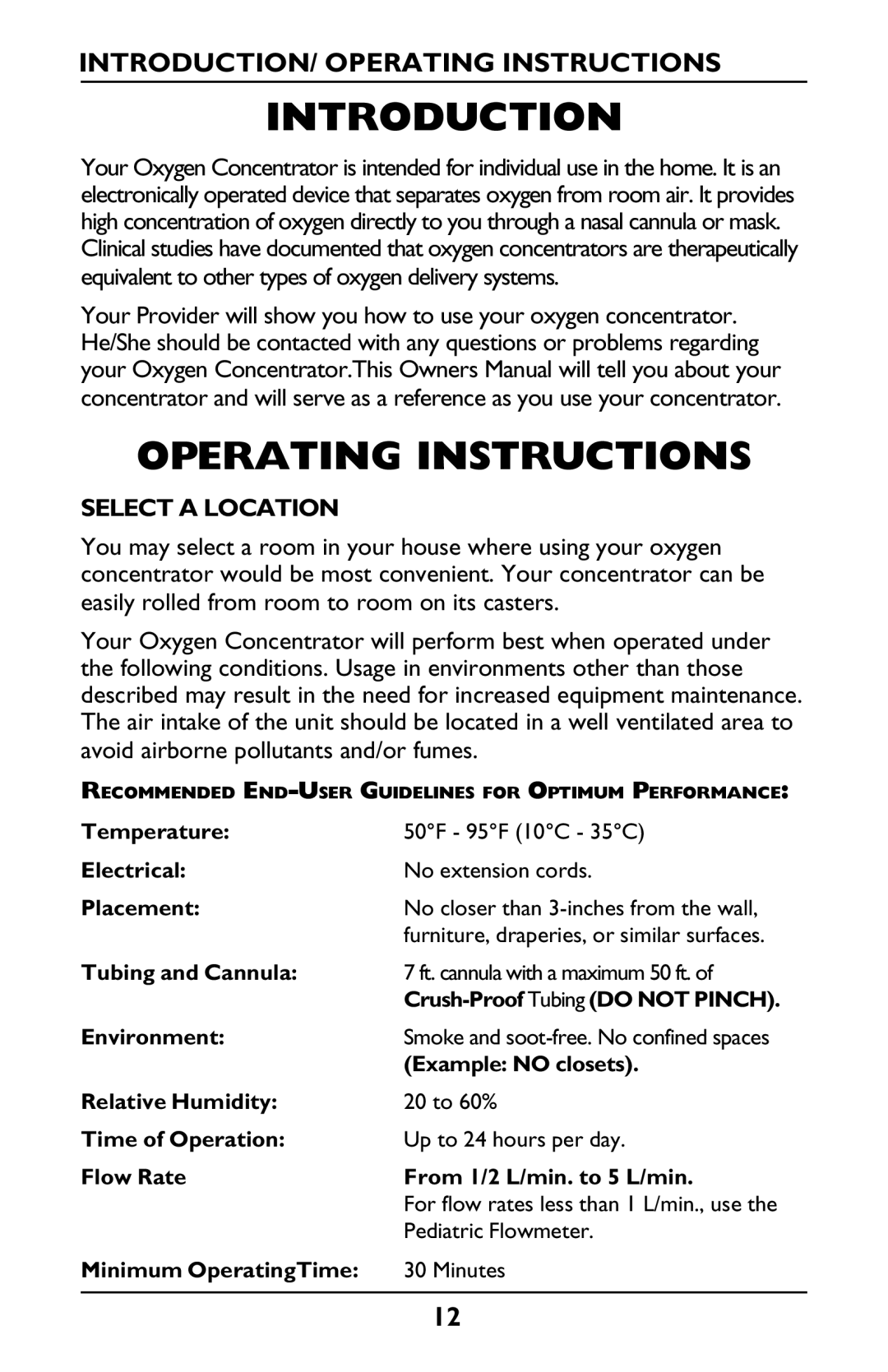 Invacare IRC5LXO2, IRC5LX manual Introduction, INTRODUCTION/ Operating Instructions, Select a Location 