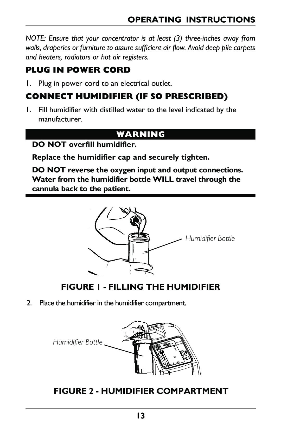 Invacare IRC5LXO2, IRC5LX manual Operating Instructions Plug in Power Cord, Connect Humidifier if SO Prescribed 