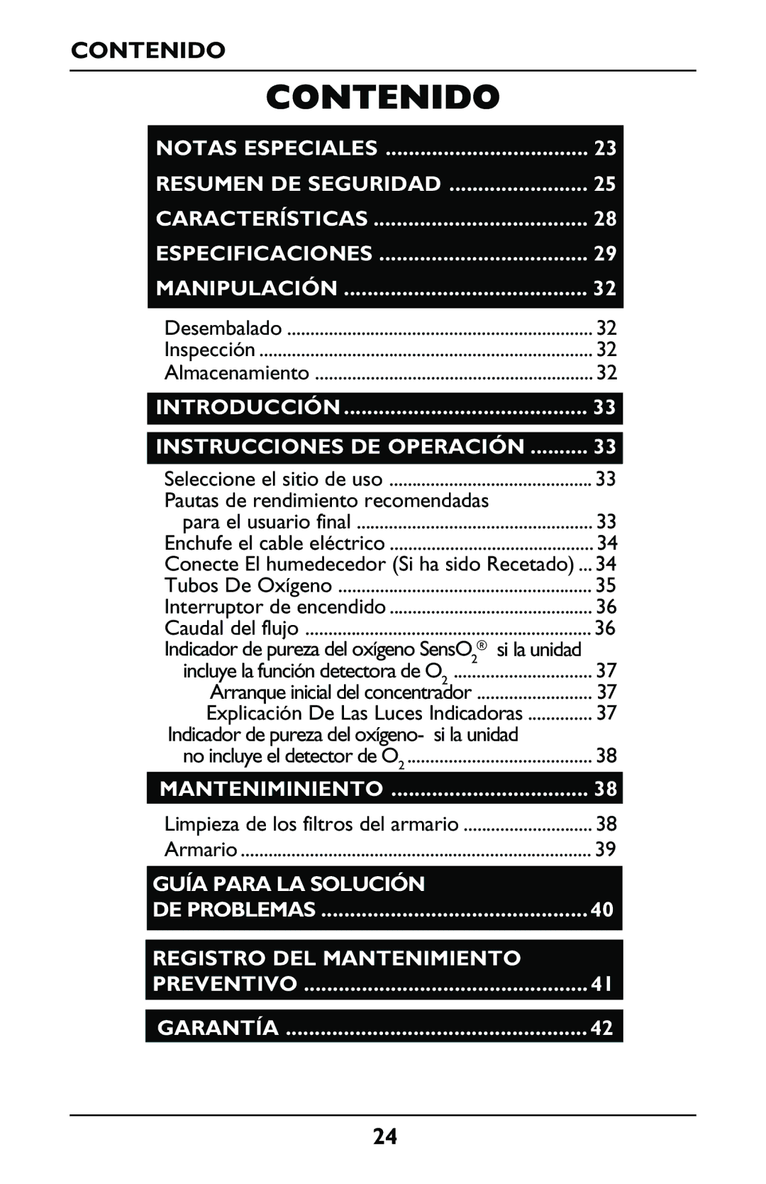 Invacare IRC5LXO2, IRC5LX manual Contenido 