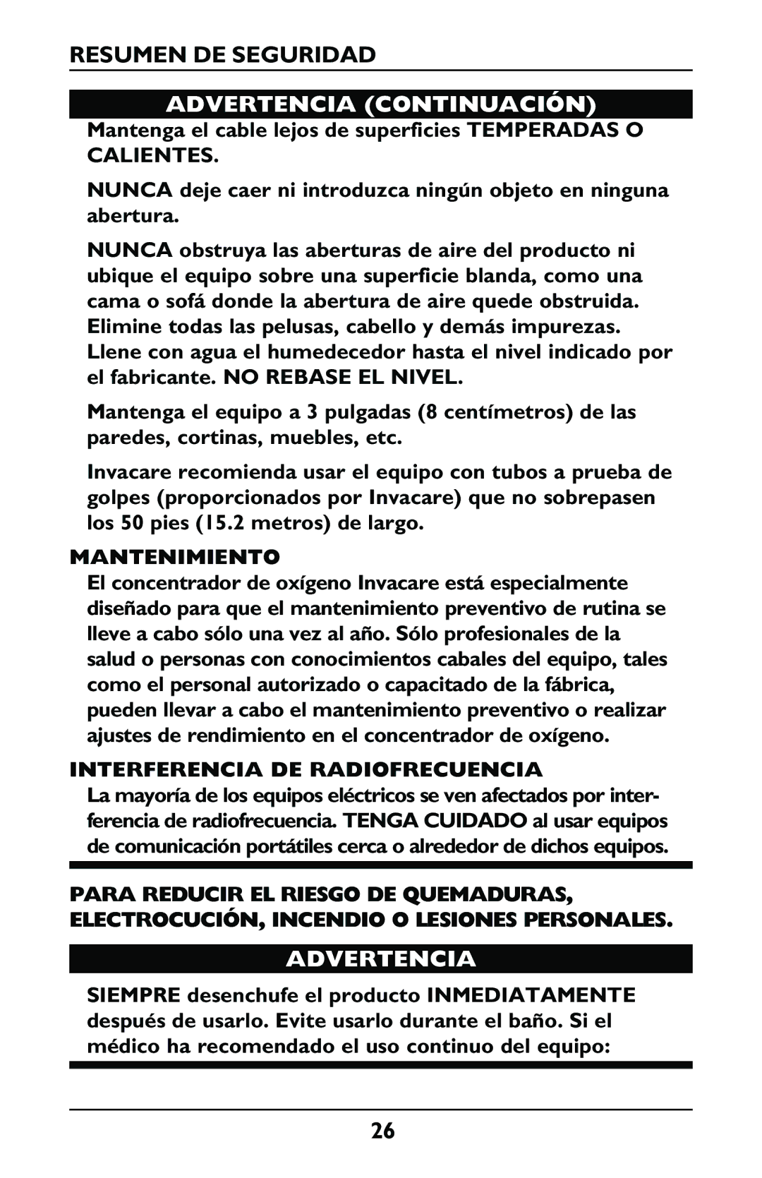 Invacare IRC5LXO2, IRC5LX manual Mantenimiento, Interferencia DE Radiofrecuencia 