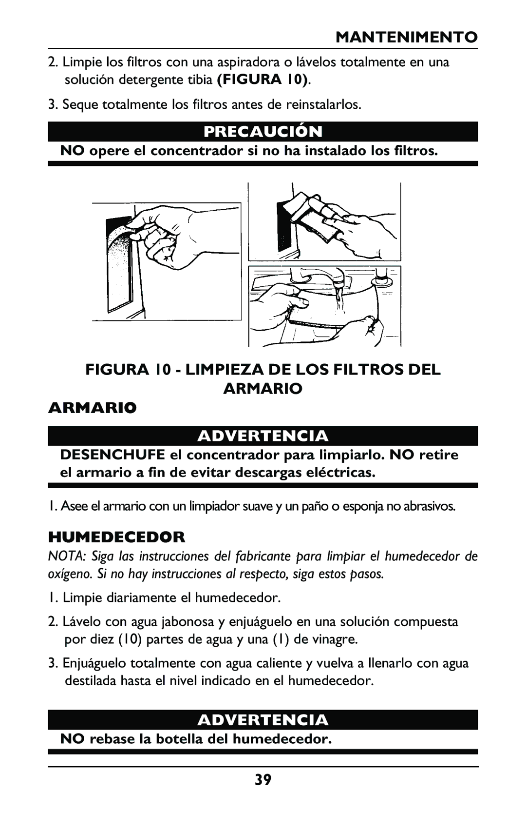 Invacare IRC5LXO2, IRC5LX manual Mantenimento, Figura 10 Limpieza DE LOS Filtros DEL Armario 