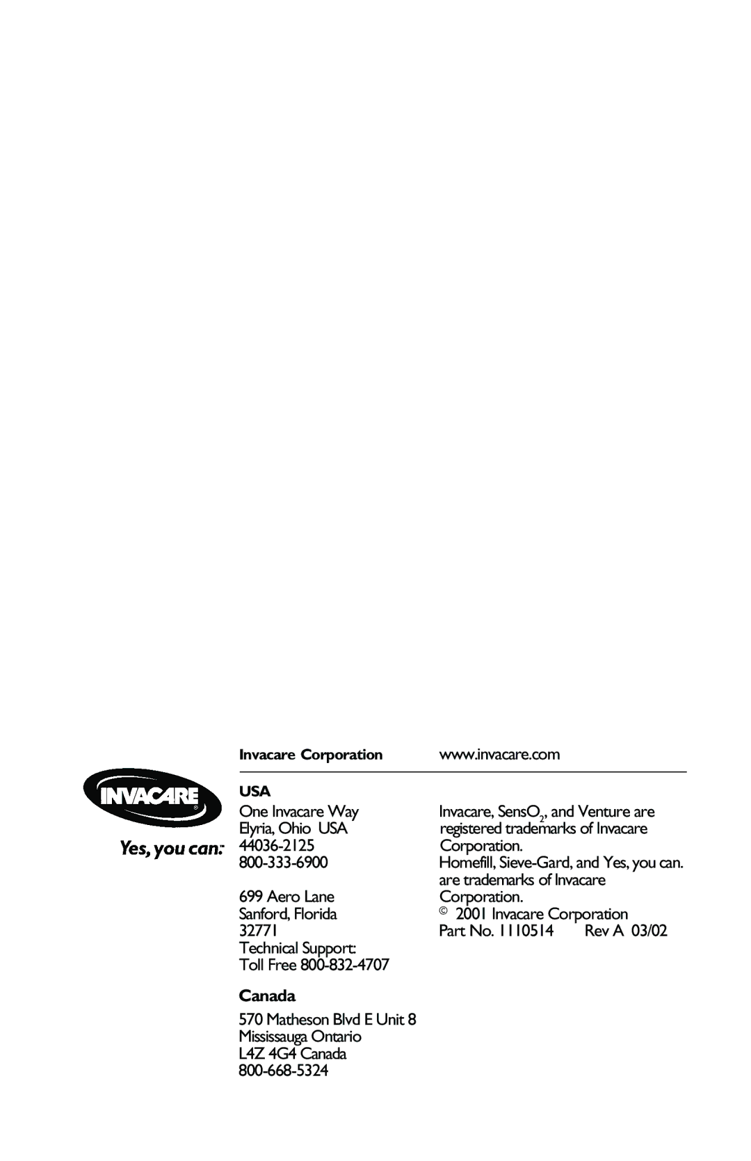 Invacare IRC5LXO2, IRC5LX manual One Invacare Way 