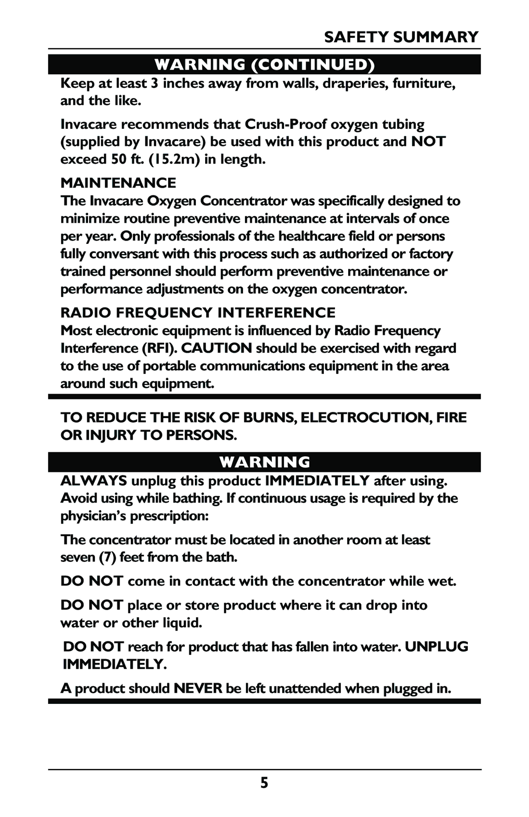 Invacare IRC5LXO2, IRC5LX manual Maintenance, Radio Frequency Interference 