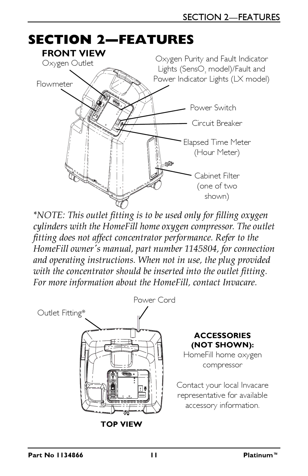 Invacare IRC5LXAW, IRC5LXO2AWQ, IRC9LXO2AWQ manual Features, Front View 