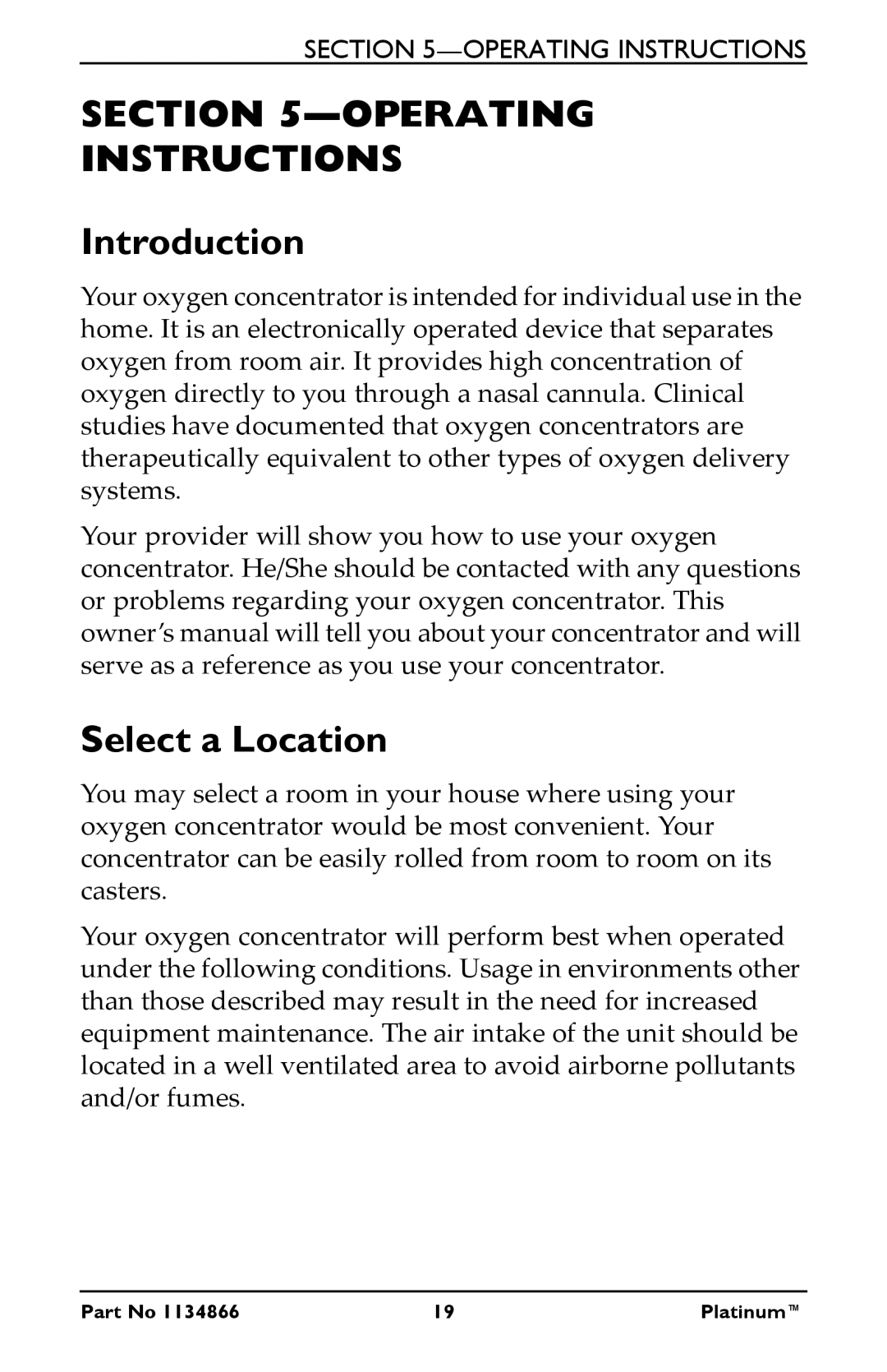 Invacare IRC5LXAW, IRC5LXO2AWQ, IRC9LXO2AWQ manual Operating Instructions, Introduction, Select a Location 