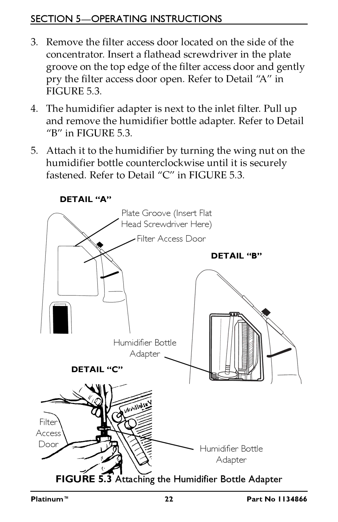 Invacare IRC9LXO2AWQ, IRC5LXO2AWQ, IRC5LXAW manual Attaching the Humidifier Bottle Adapter 