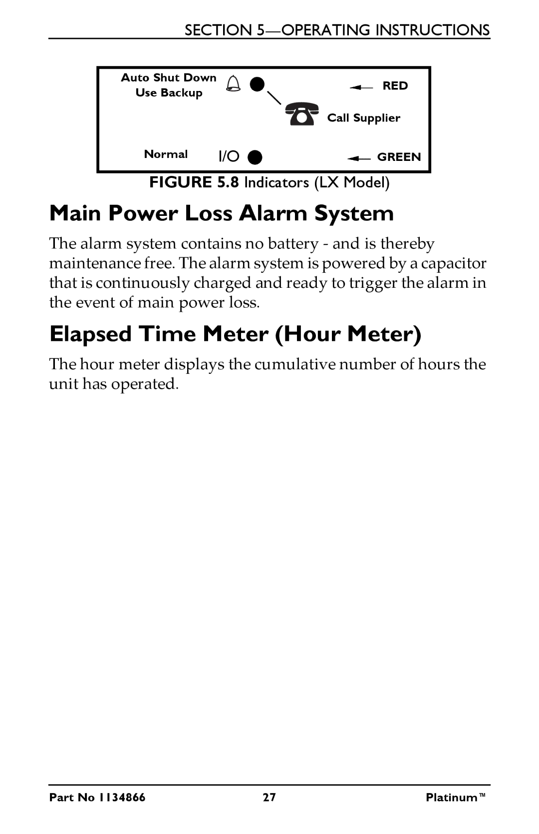 Invacare IRC5LXAW, IRC5LXO2AWQ, IRC9LXO2AWQ manual Main Power Loss Alarm System, Elapsed Time Meter Hour Meter 