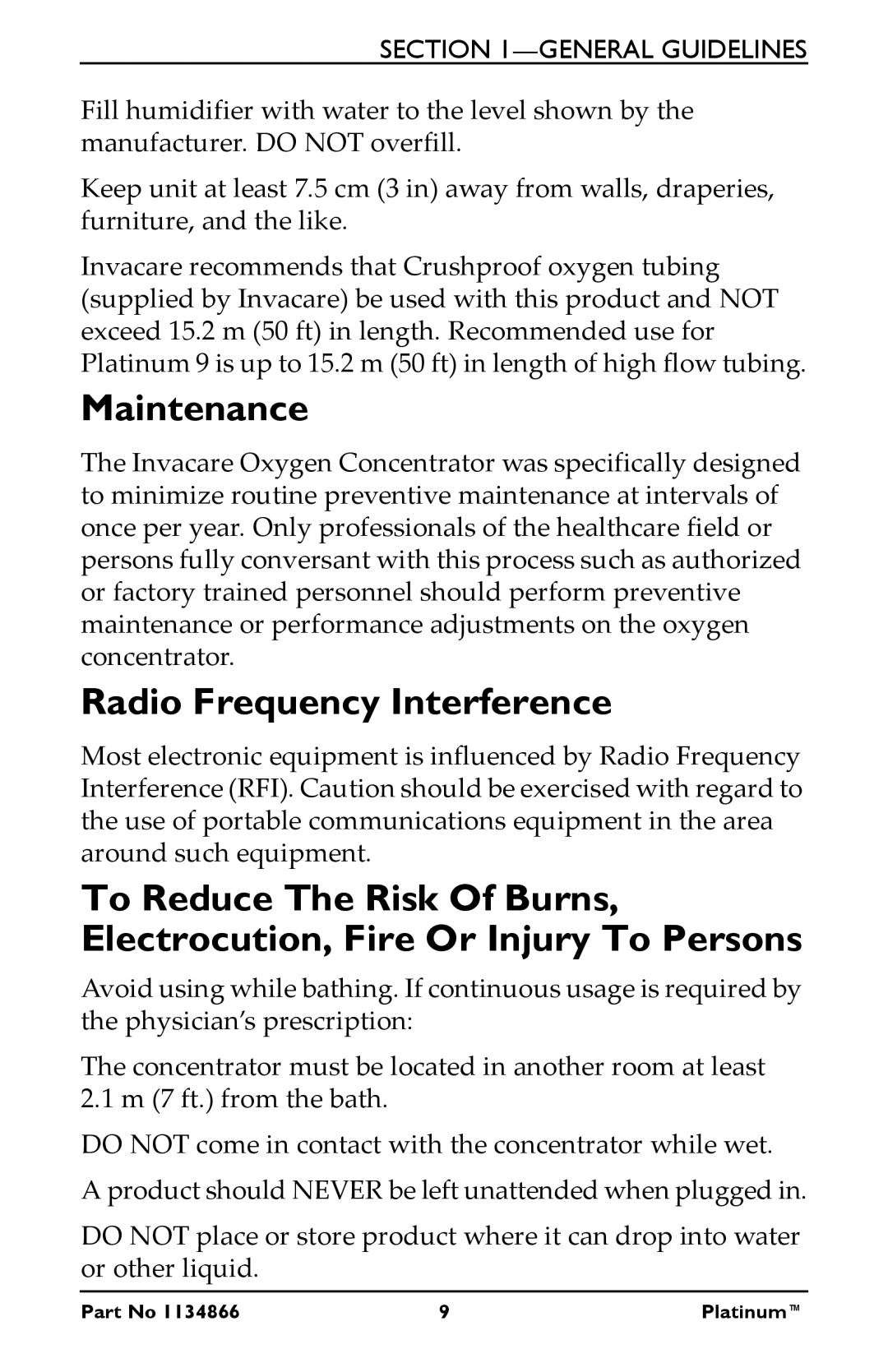 Invacare IRC5LXO2AWQ, IRC9LXO2AWQ, IRC5LXAW manual Maintenance, Radio Frequency Interference 