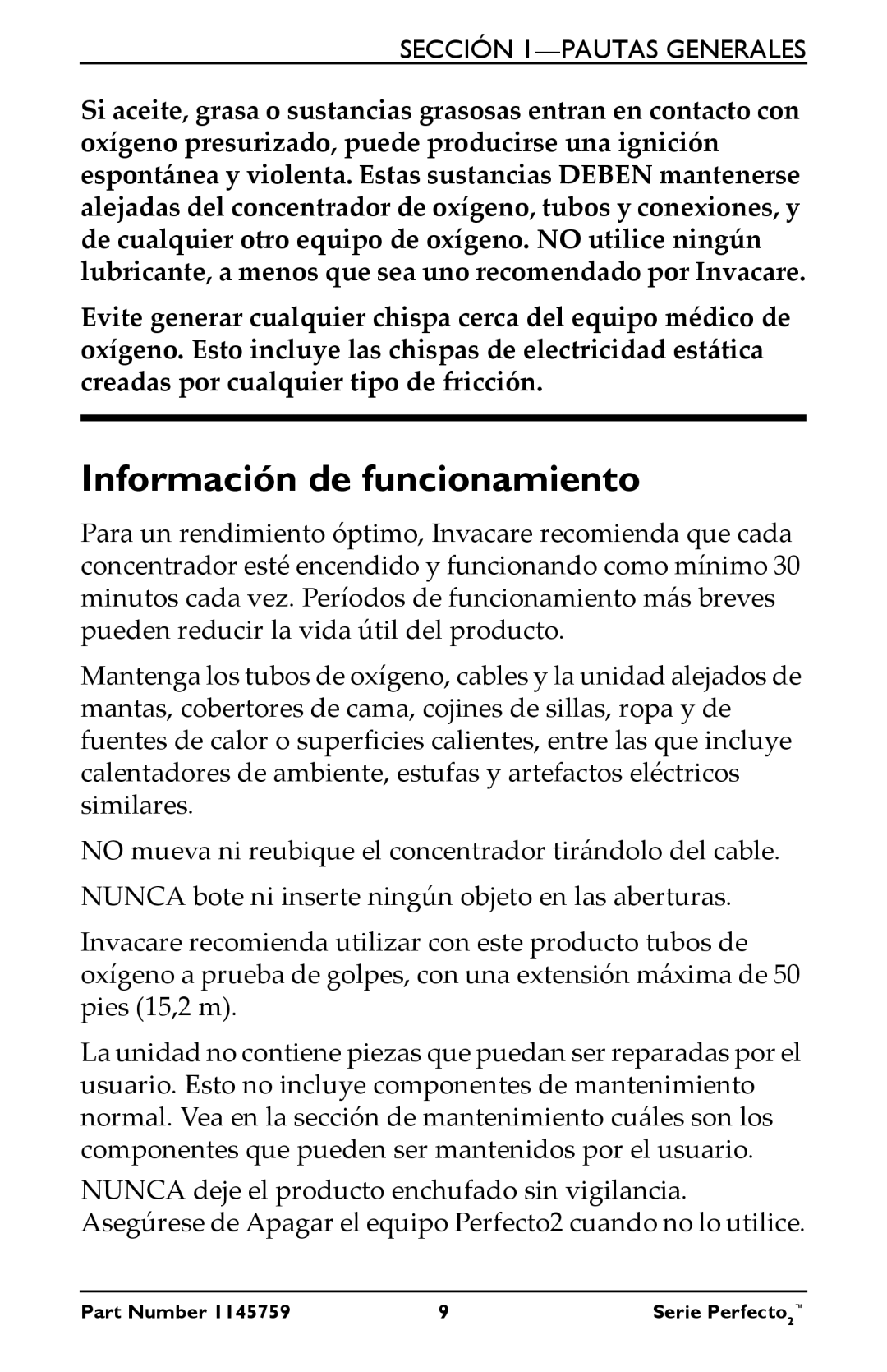 Invacare IRC5PO2W, IRC5PW manual Información de funcionamiento 