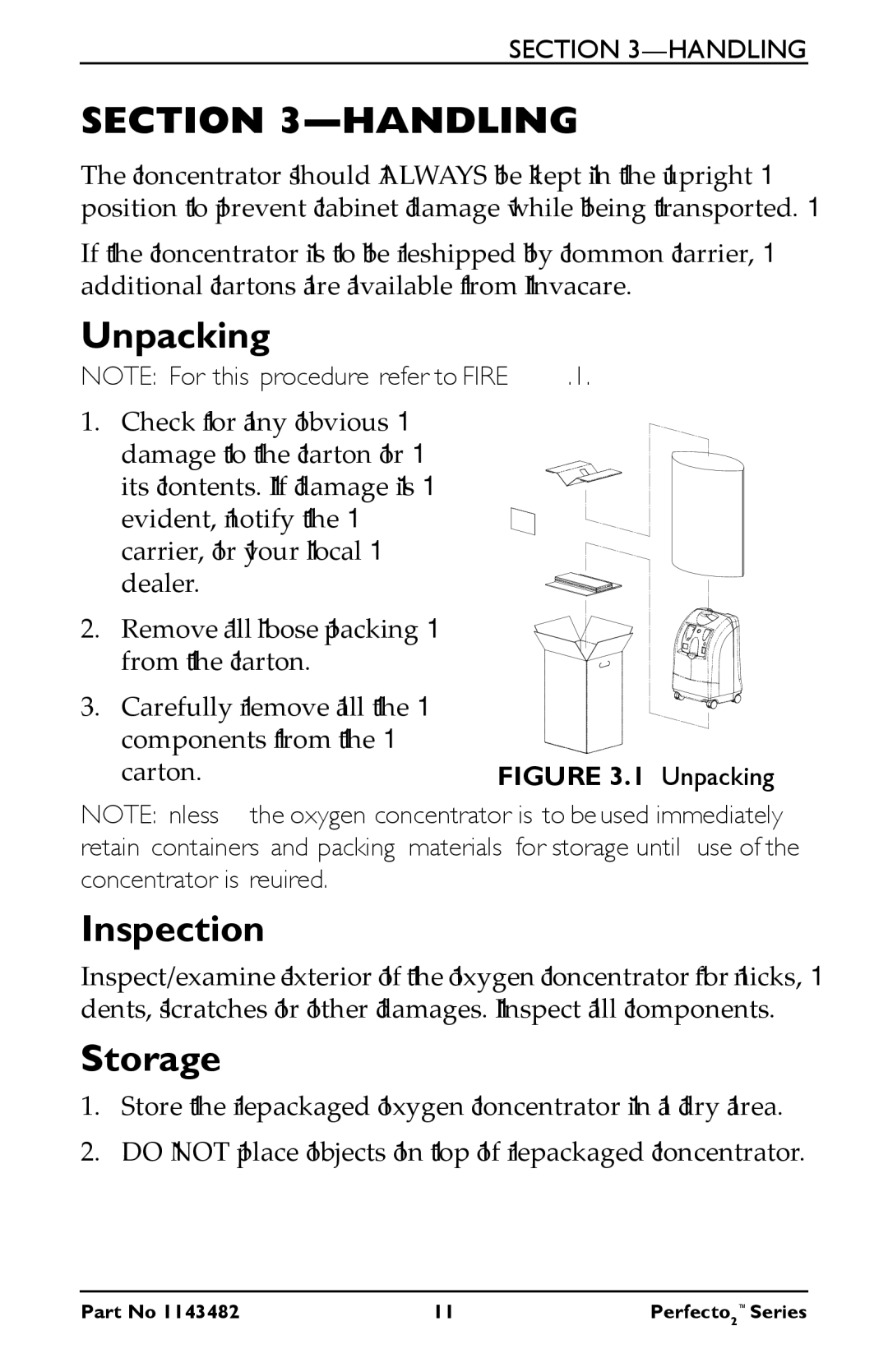 Invacare IRC5PO2V, IRC5PO2W user manual Handling, Unpacking, Inspection, Storage 