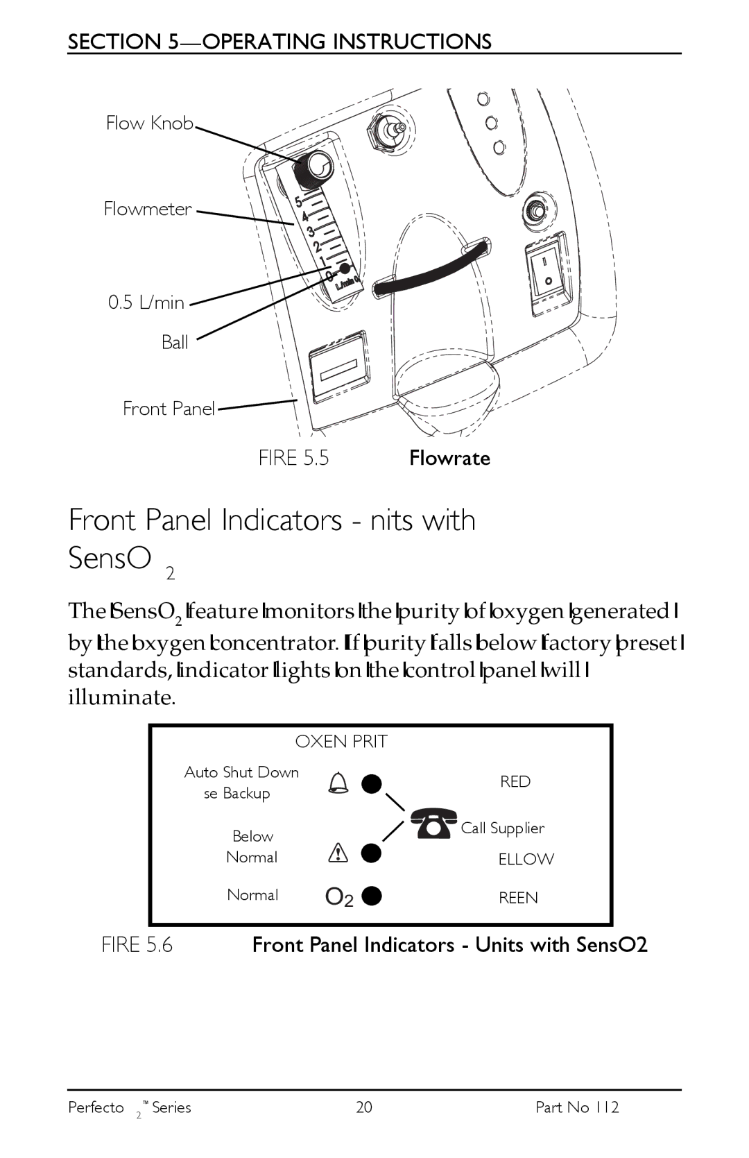 Invacare IRC5PO2W, IRC5PO2V user manual Front Panel Indicators Units with SensO2, Flowrate 