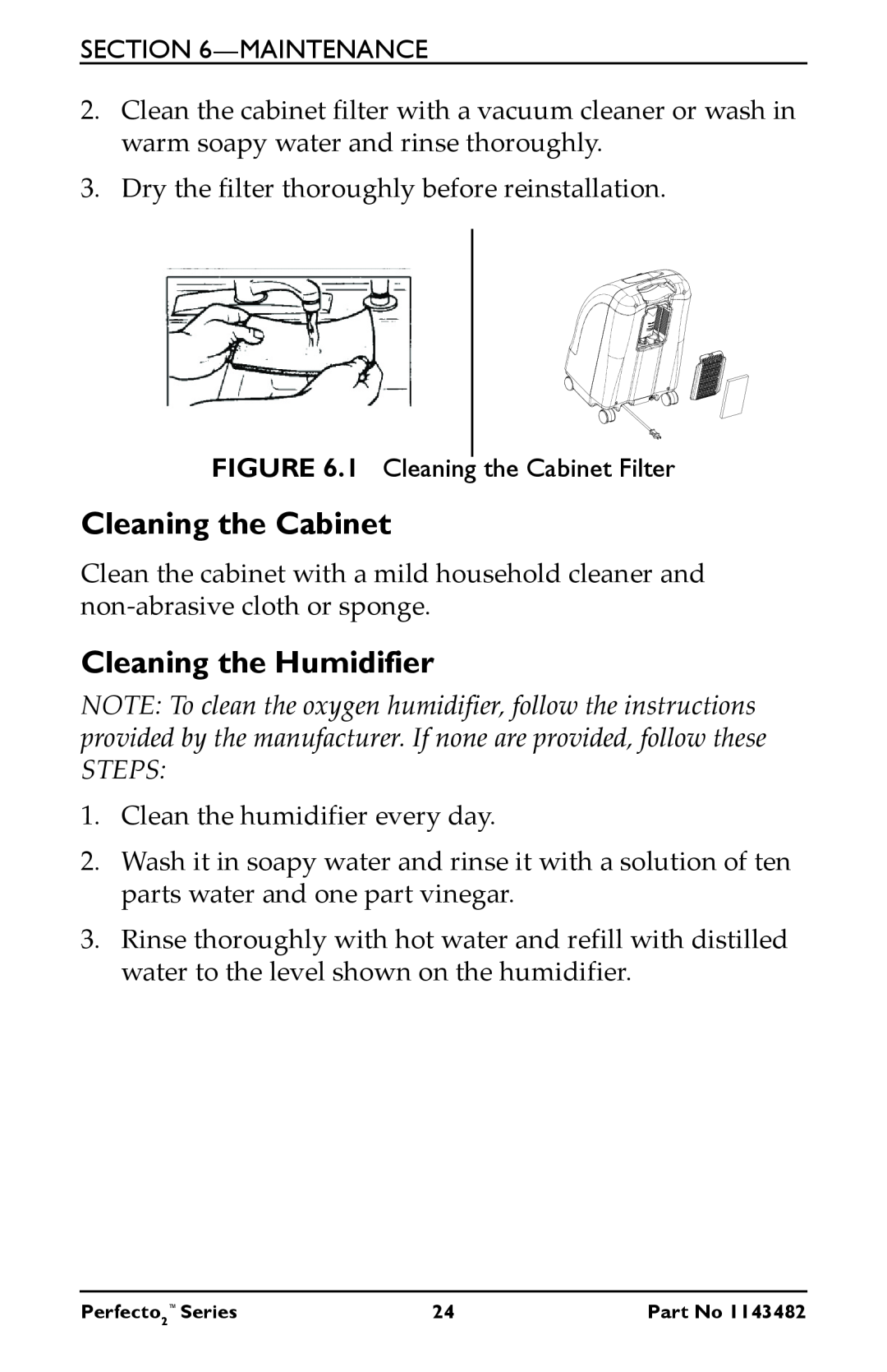Invacare IRC5PO2W, IRC5PO2V user manual Cleaning the Cabinet, Cleaning the Humidifier, Steps 