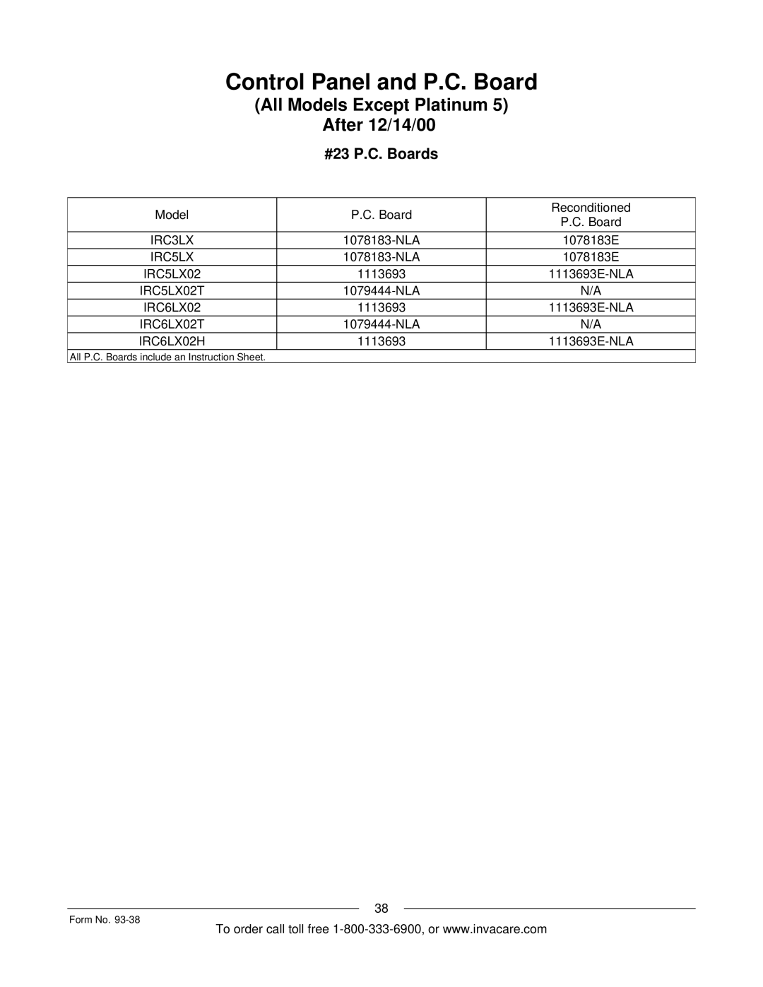 Invacare IRC5PW manual #23 P.C. Boards 