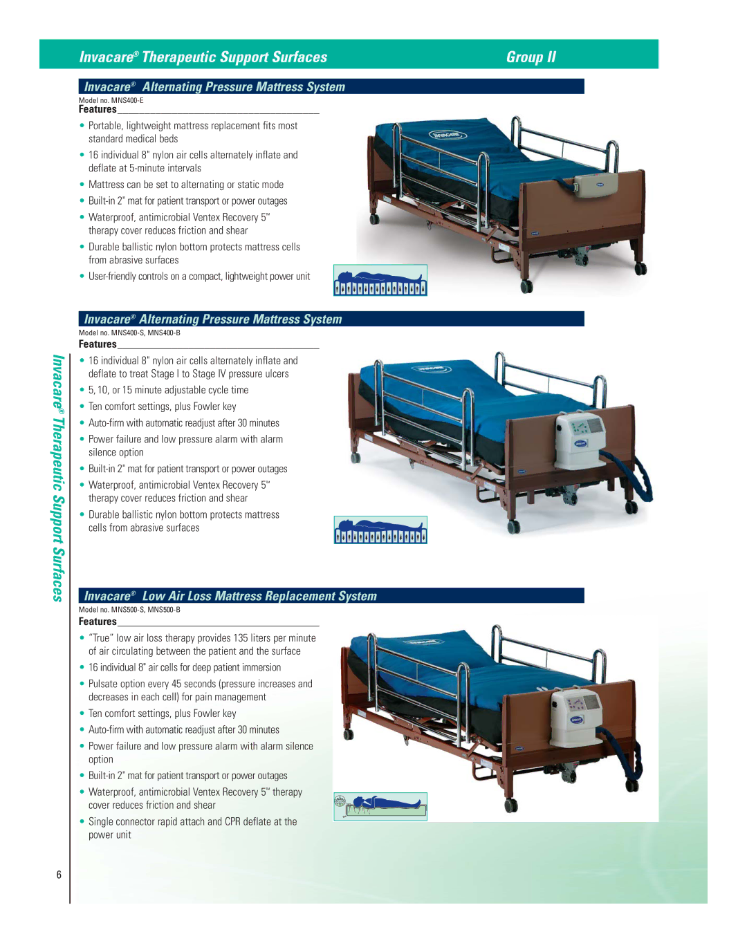 Invacare IVCGFMO manual Invacare Alternating Pressure Mattress System, Invacare Low Air Loss Mattress Replacement System 