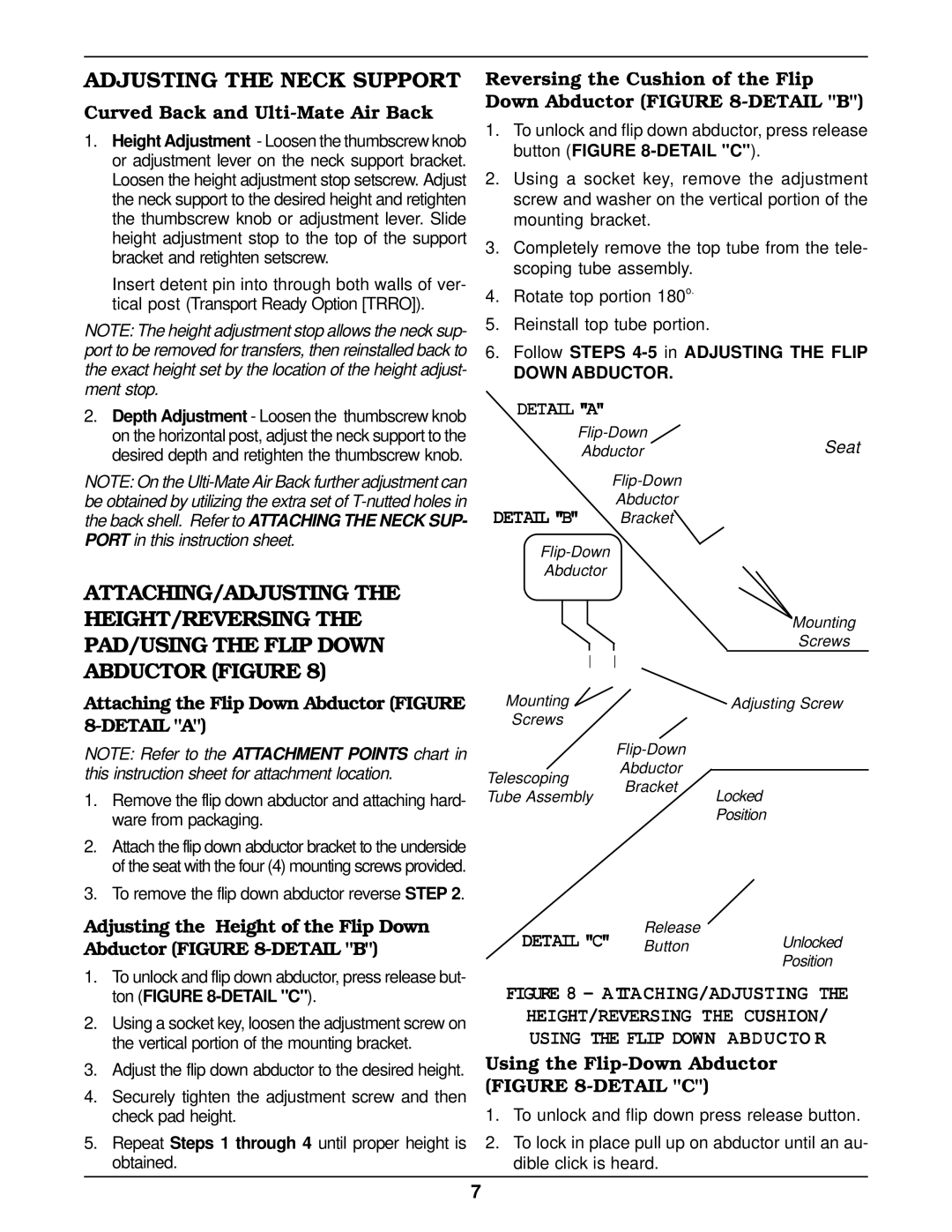 Invacare KSS operating instructions Adjusting the Neck Support 