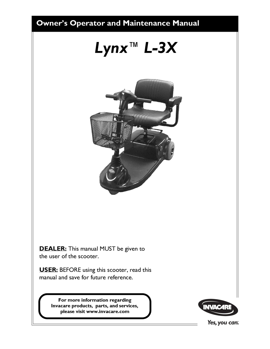 Invacare manual LynxL-3X 