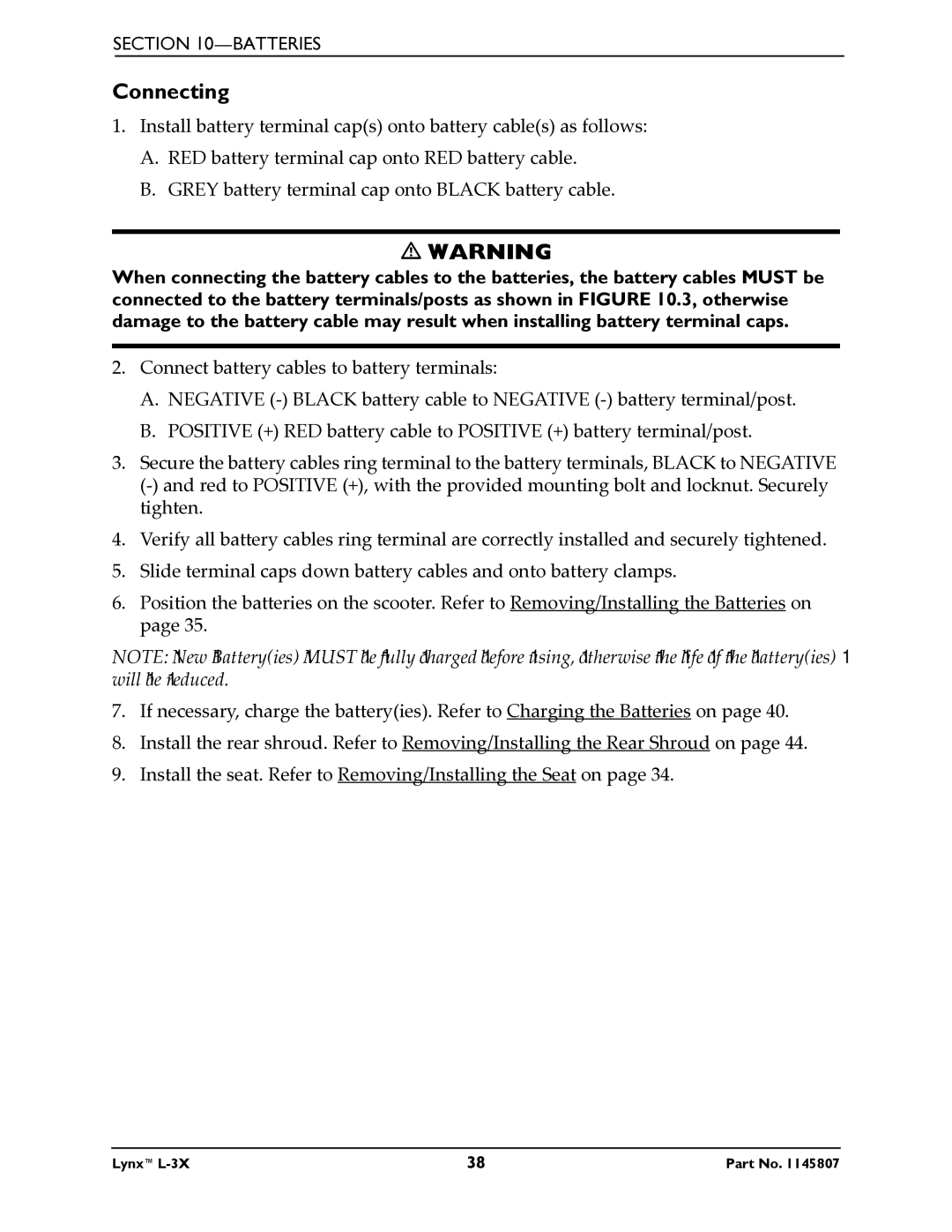 Invacare L-3X manual Connecting 