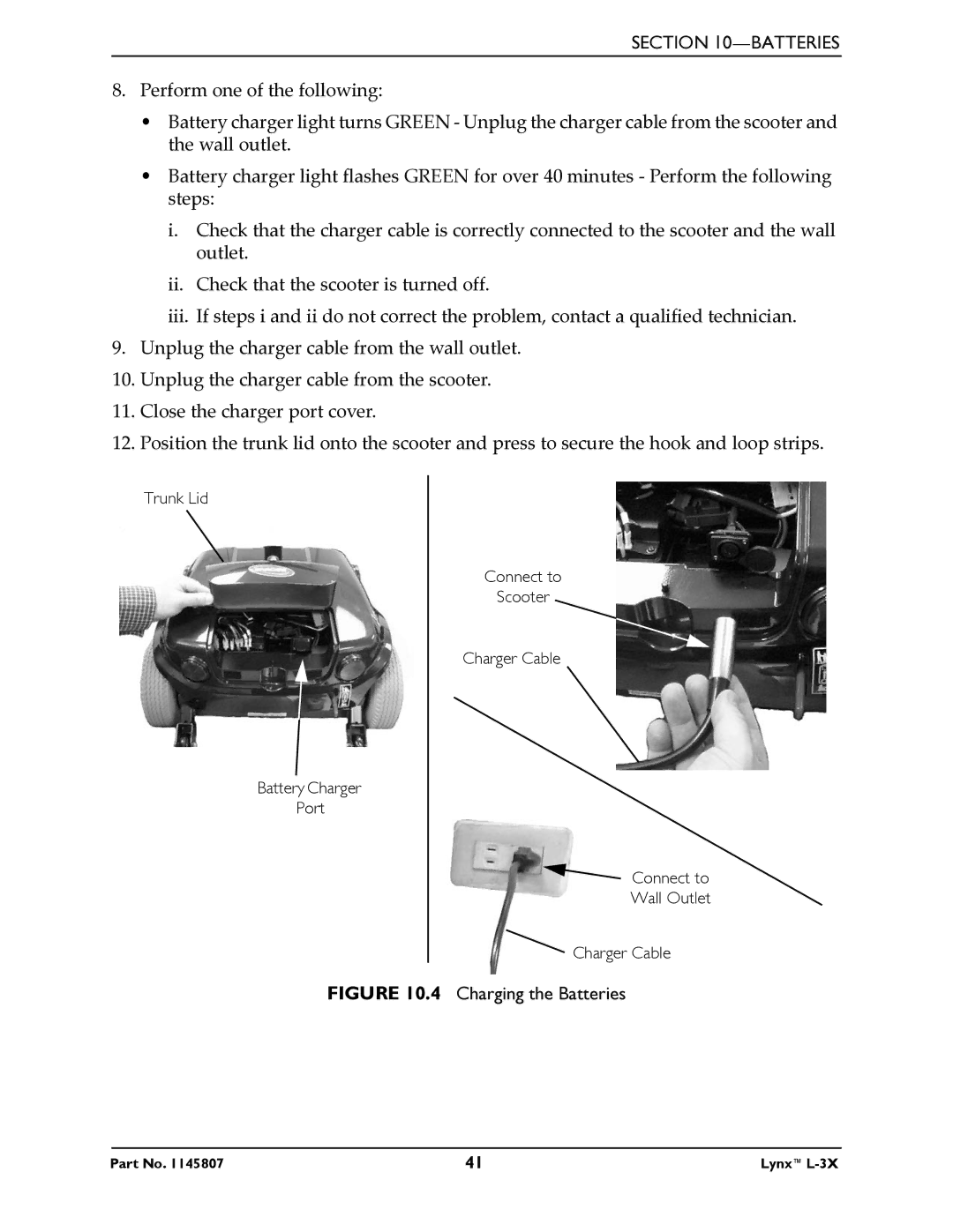 Invacare L-3X manual Charging the Batteries 